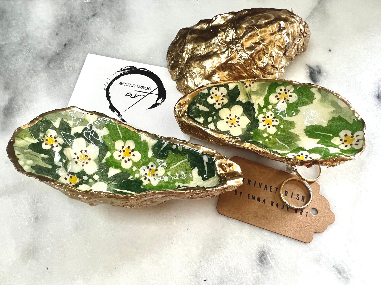 Emma Bridgewater Hawthorn Berries Oyster Ring Dish: Hand-Gilded Gold Leaf Shell Trinket Dish, English Cottage Decor, Coastal Floral Gift