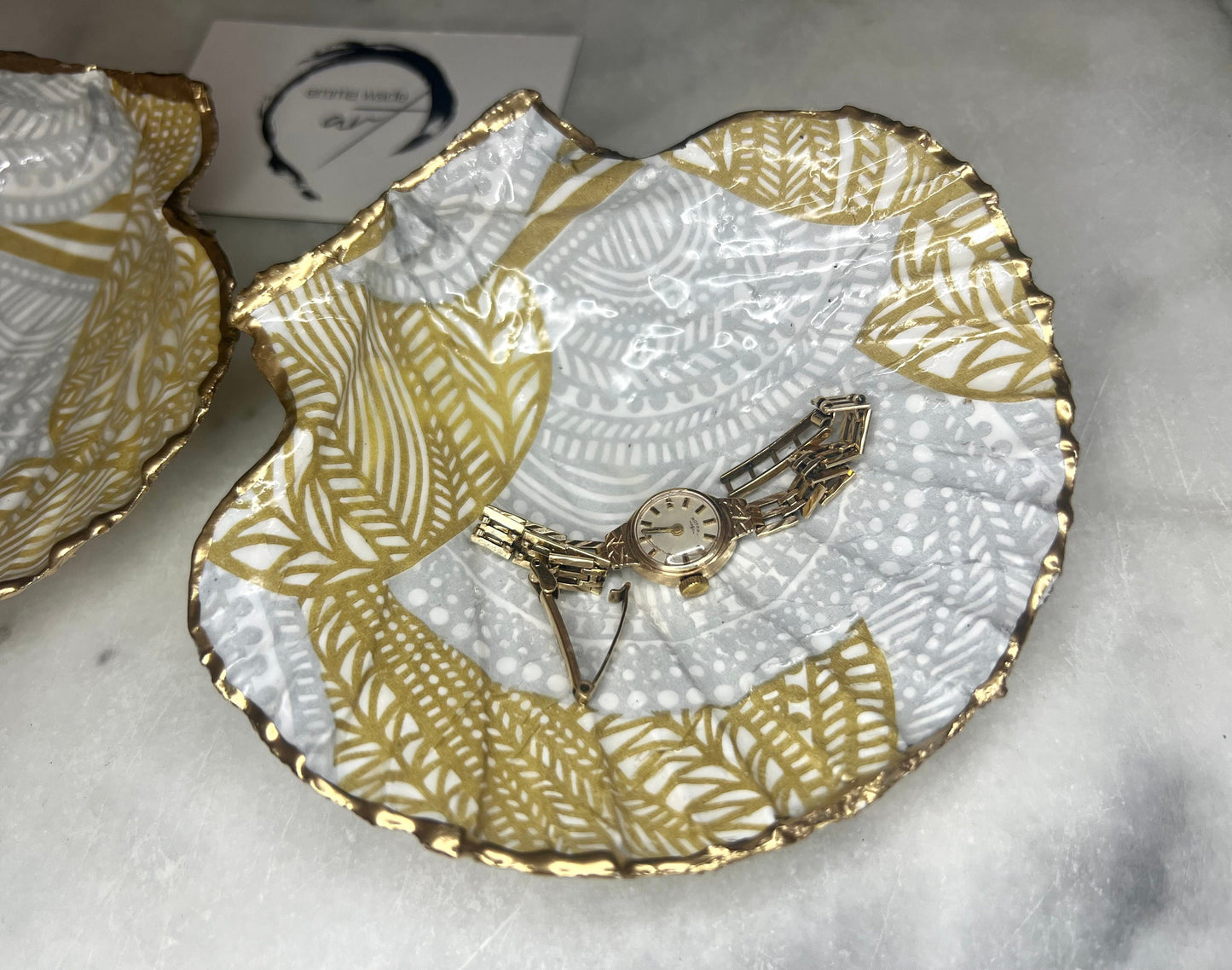 Gift for her, Gift for him, Marimekko gift, decoupaged scallop shell, Ring holder, wedding gift, Trinket dish, jewellery shell dish, Anniversary gift, gift for dad, anniversary gift, Uk Coastal shell decor, Coastal ornament, EmmaWadeART