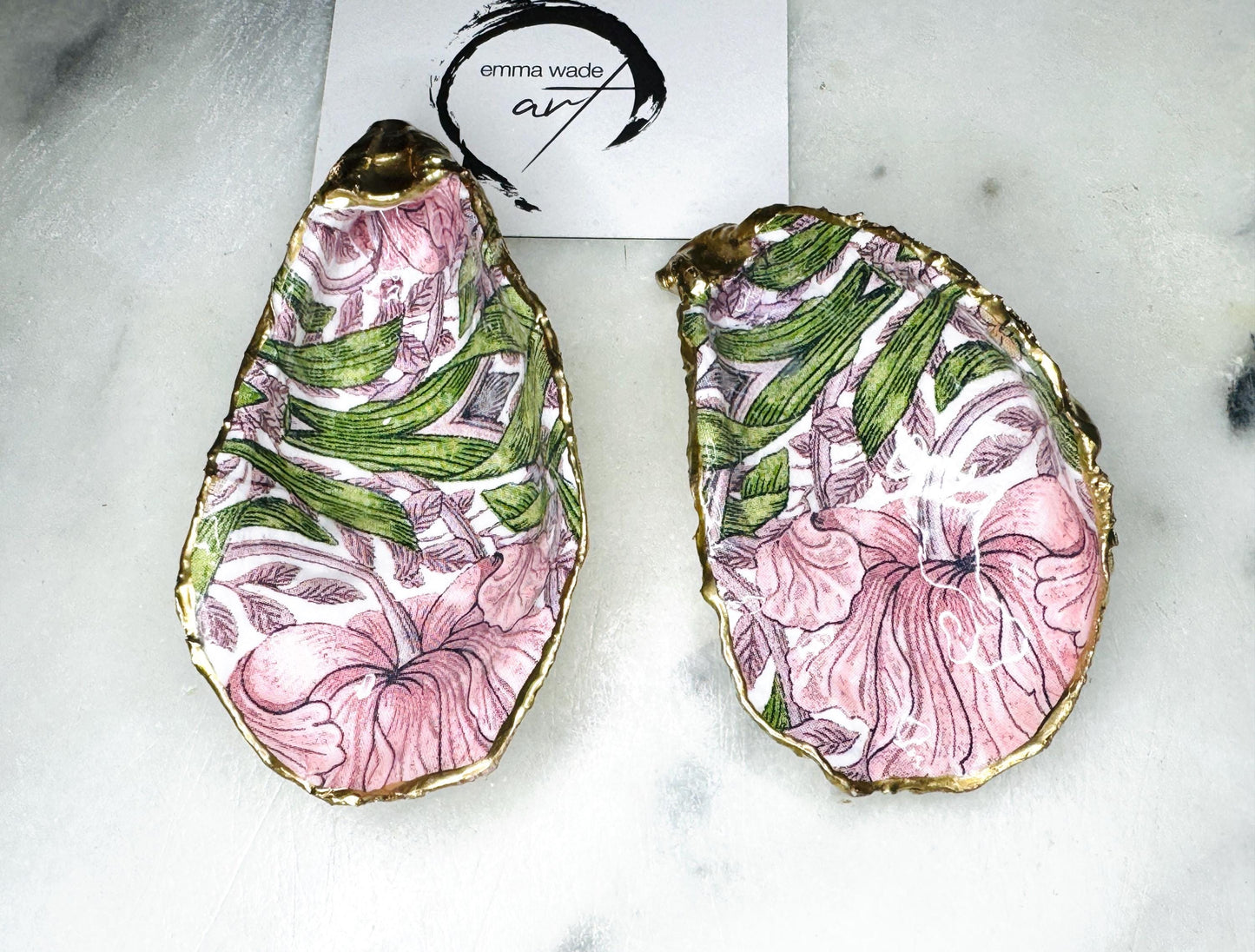 gift for her, decorated dish, jewellery trinket dish, serving dish, handmade dish, william morris pimpernel oyster dish, salt and pepper dishes, coastal gift, pinch pots, dining decor, shell decorations, spice pots, wedding gift, Mother’s Day gift