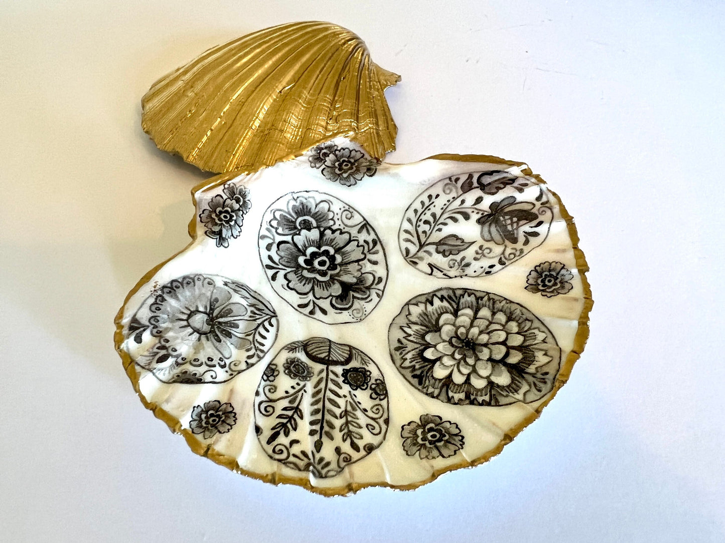 Hand-Gilded Dorset Shell Trinket Dish: Gold Leaf Jewelry Holder