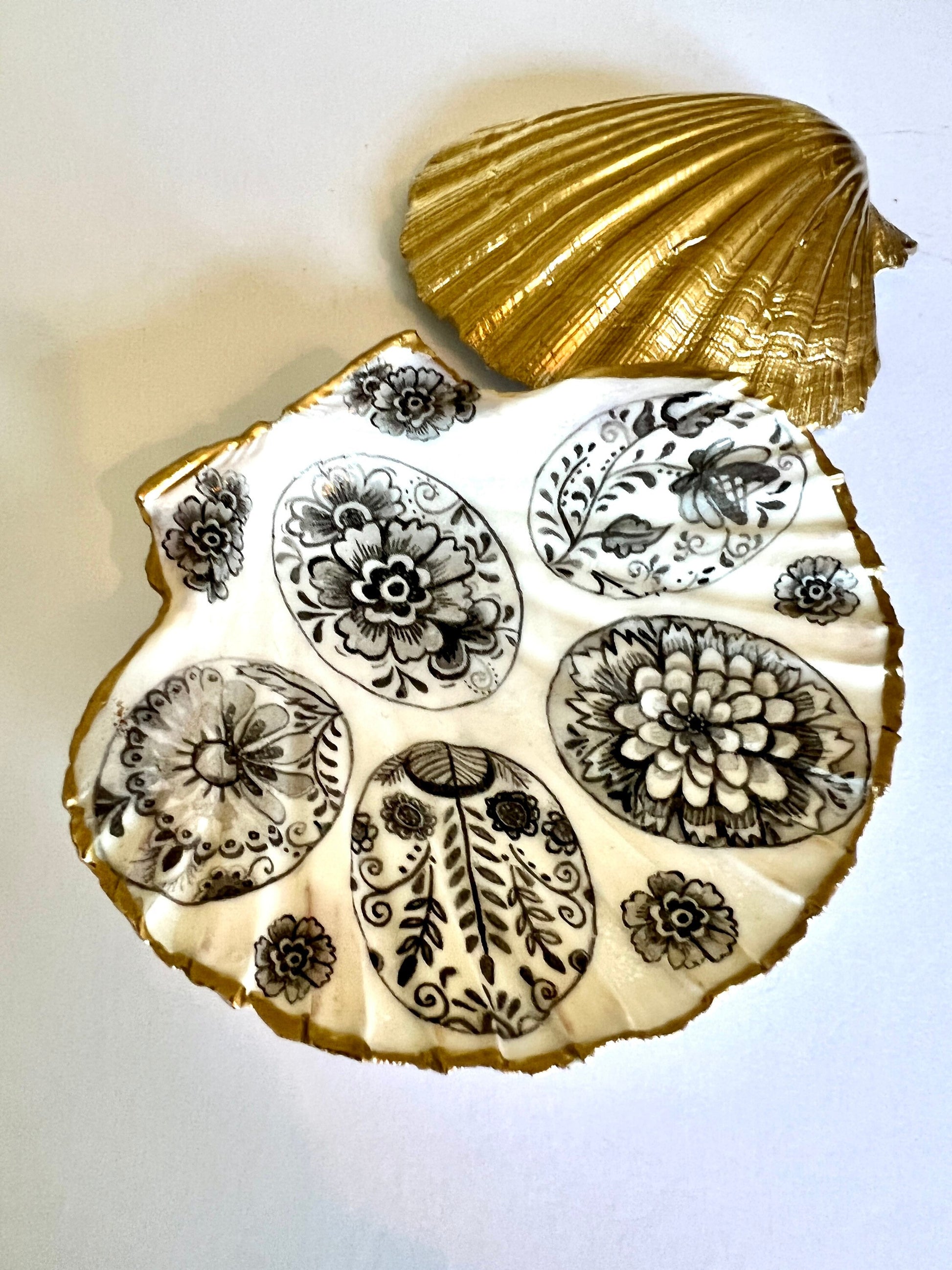 Hand-Gilded Dorset Shell Trinket Dish: Gold Leaf Jewelry Holder