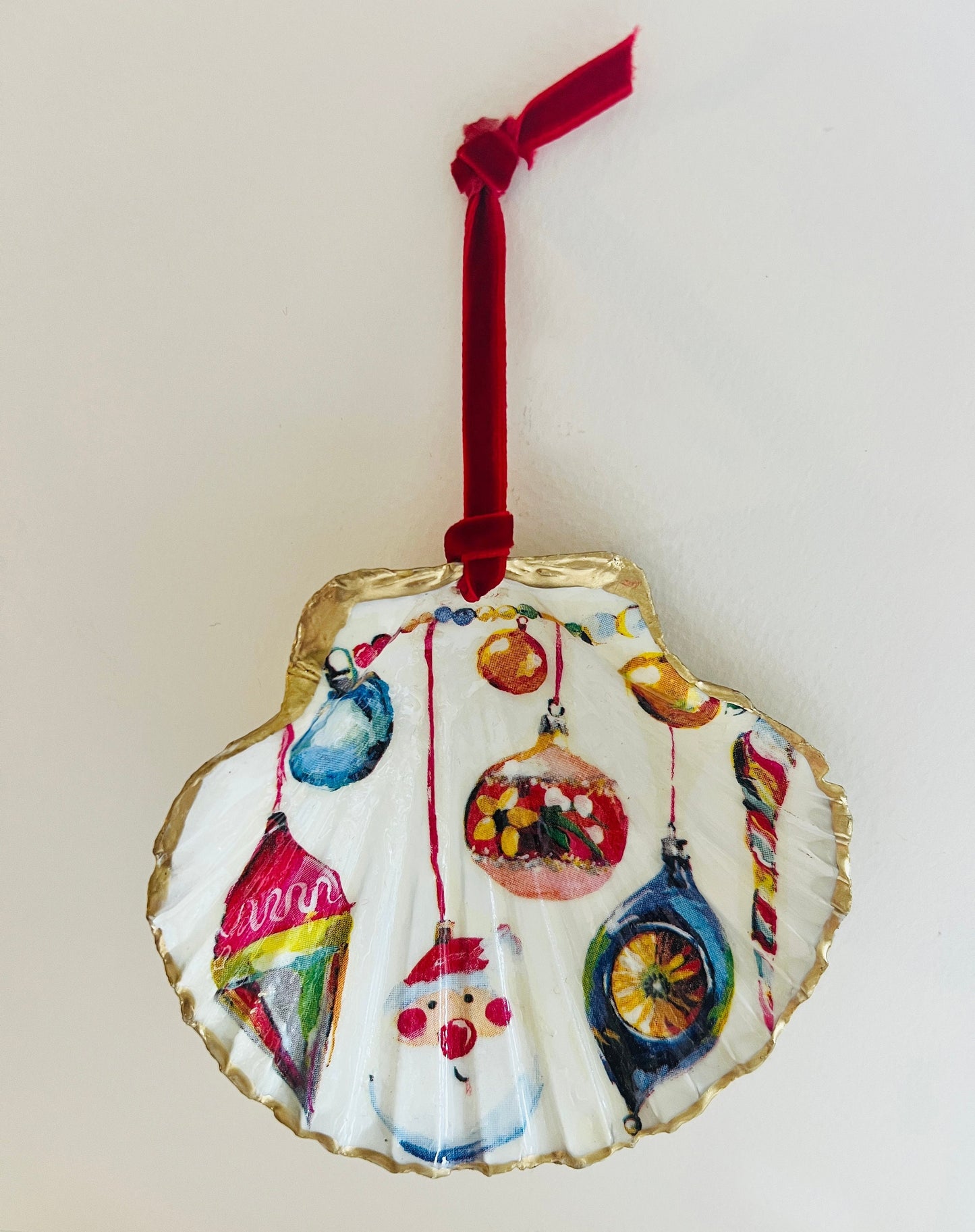 Handcrafted Natural Dorset Scallop Shell Christmas Ornament: Scallop Trinket Dish, Christmas Coastal Gift