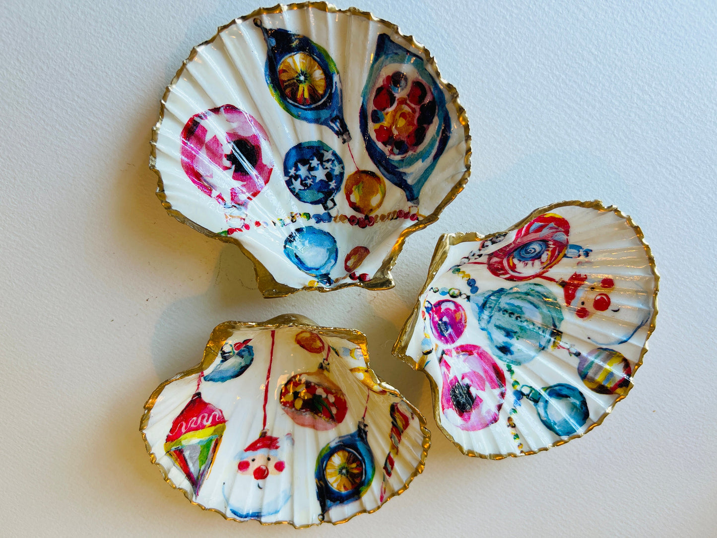 Handcrafted Natural Dorset Scallop Shell Christmas Ornament: Scallop Trinket Dish, Christmas Coastal Gift