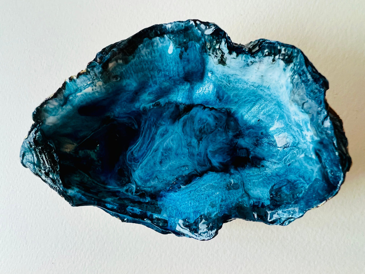 gifts for her, blue gold dish, jewellery trinket dish, serving dishes, blue handmade dish, shell ornament, trinket box, salt and pepper dishes, coastal gifts, coastal decor, home decor, blue gift, shell decor, decorative ornament, Emma Wade ART