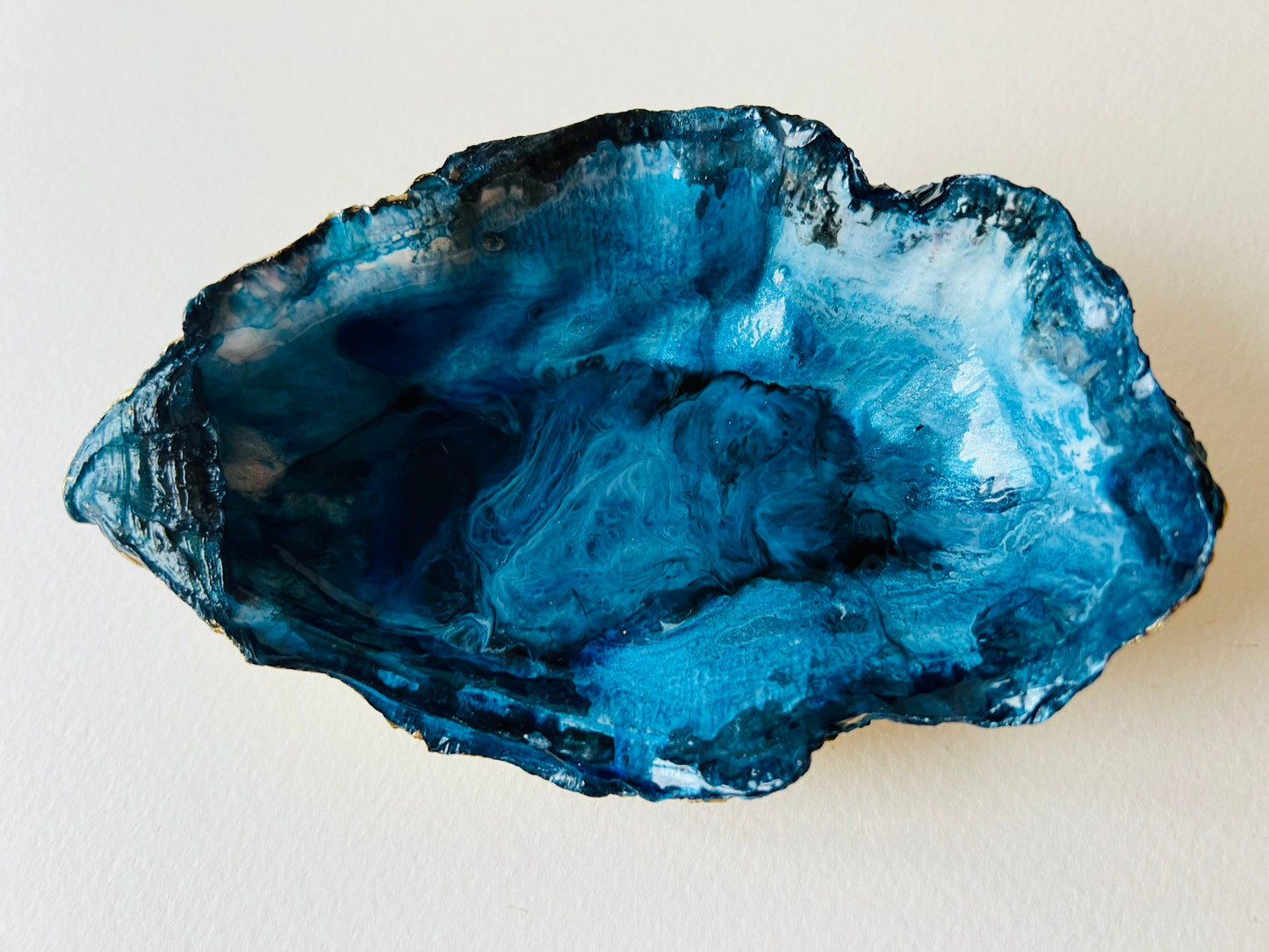 gifts for her, blue gold dish, jewellery trinket dish, serving dishes, blue handmade dish, shell ornament, trinket box, salt and pepper dishes, coastal gifts, coastal decor, home decor, blue gift, shell decor, decorative ornament, Emma Wade ART