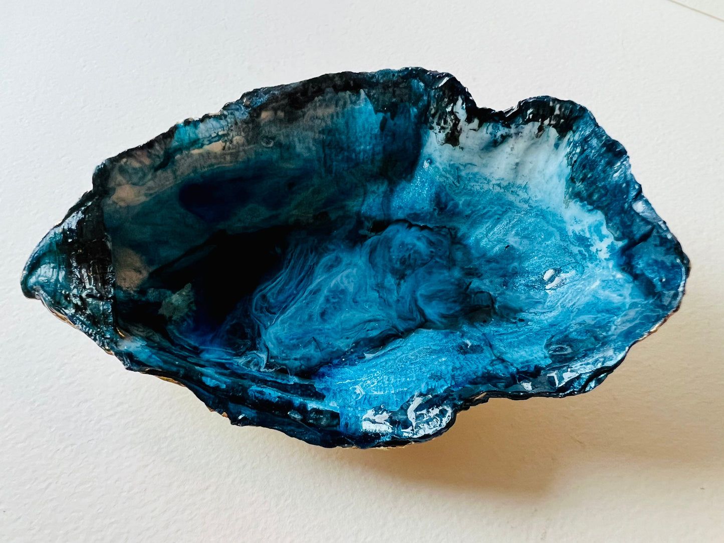 gifts for her, blue gold dish, jewellery trinket dish, serving dishes, blue handmade dish, shell ornament, trinket box, salt and pepper dishes, coastal gifts, coastal decor, home decor, blue gift, shell decor, decorative ornament, Emma Wade ART