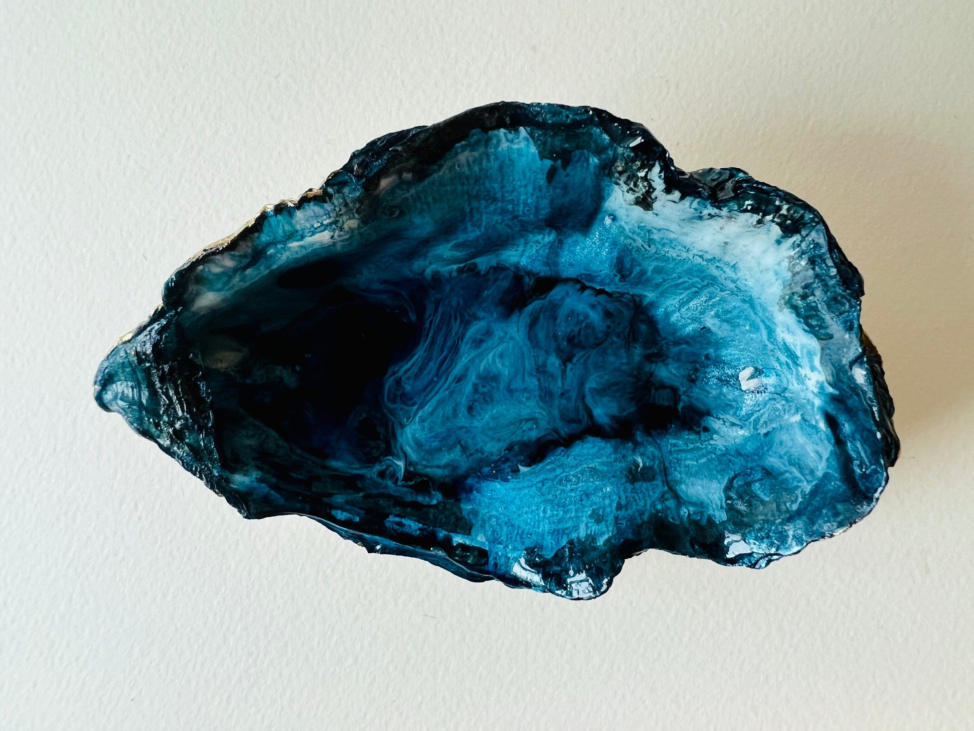 gifts for her, blue gold dish, jewellery trinket dish, serving dishes, blue handmade dish, shell ornament, trinket box, salt and pepper dishes, coastal gifts, coastal decor, home decor, blue gift, shell decor, decorative ornament, Emma Wade ART