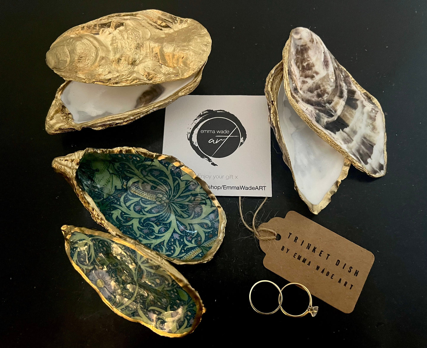 Natural Dorset Oyster Shell Ring Box; William Morris Gift, Gilded Gold Leaf Proposal Box, Ring Bearer Box