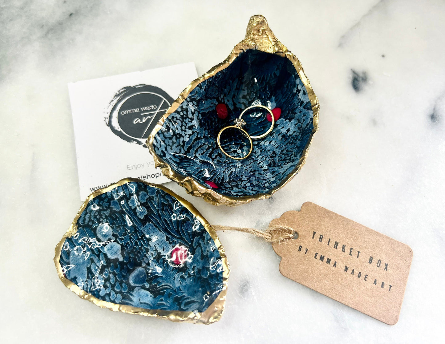 Natural Dorset Oyster Shell Ring Box; William Morris Gift, Gilded Gold Leaf Proposal Box, Ring Bearer Box