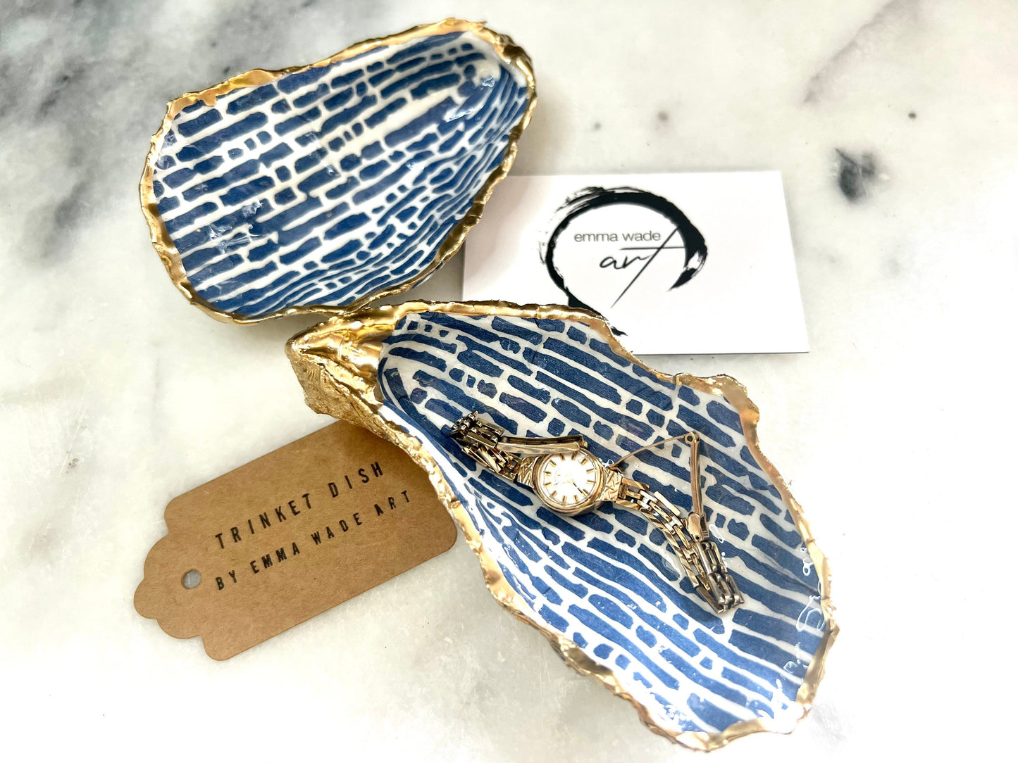 gift for her, decorated dish, jewellery trinket dish, decoupage shell, handmade shell dish, shell ornament, coastal art, coastal gifts, coastal art, home decor, shell decorations, coastal decor, Mother’s Day gift, valentines gift, blue white dish