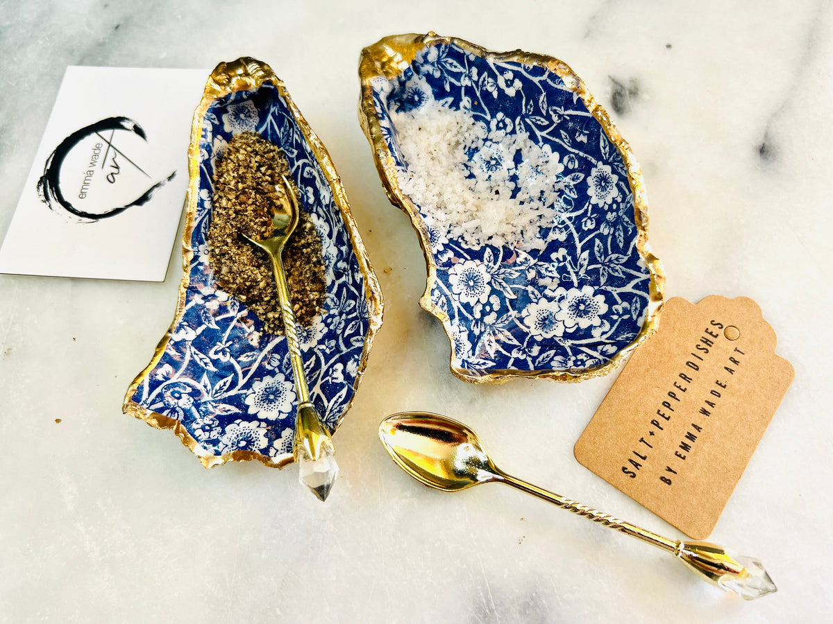 Gifts for her, Gift for him, shell spice pots, Fish Oyster salt and pepper set, Ring holder, flower pinch pots, kitchen decor, Anniversary gift, Wedding gift ideas, Uk Coastal shell decor, Coastal decor, coastal gift, https://emmawadeart.etsy.com/