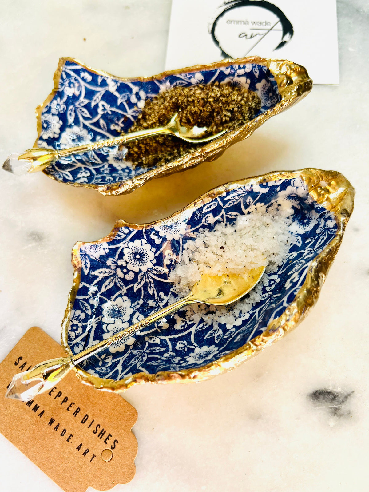 Gifts for her, Gift for him, shell spice pots, Fish Oyster salt and pepper set, Ring holder, flower pinch pots, kitchen decor, Anniversary gift, Wedding gift ideas, Uk Coastal shell decor, Coastal decor, coastal gift, https://emmawadeart.etsy.com/