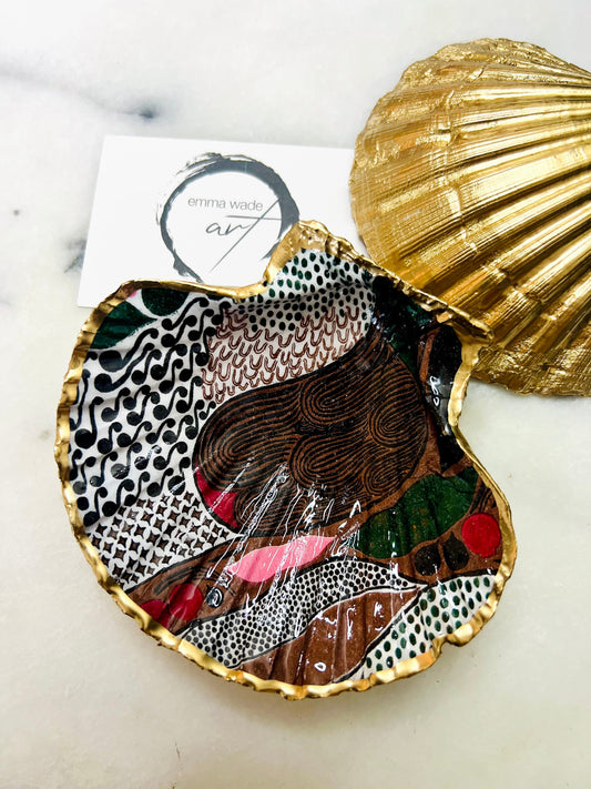 Gifts for her, Gift for him, Marimekko gift, decoupaged oyster shell, Ring holder, Shell Jewellery box, Trinket dish, jewellery shell dish, Anniversary gift, gift for mum, anniversary gift, Uk Coastal shell decor, Coastal ornament, EmmaWadeART