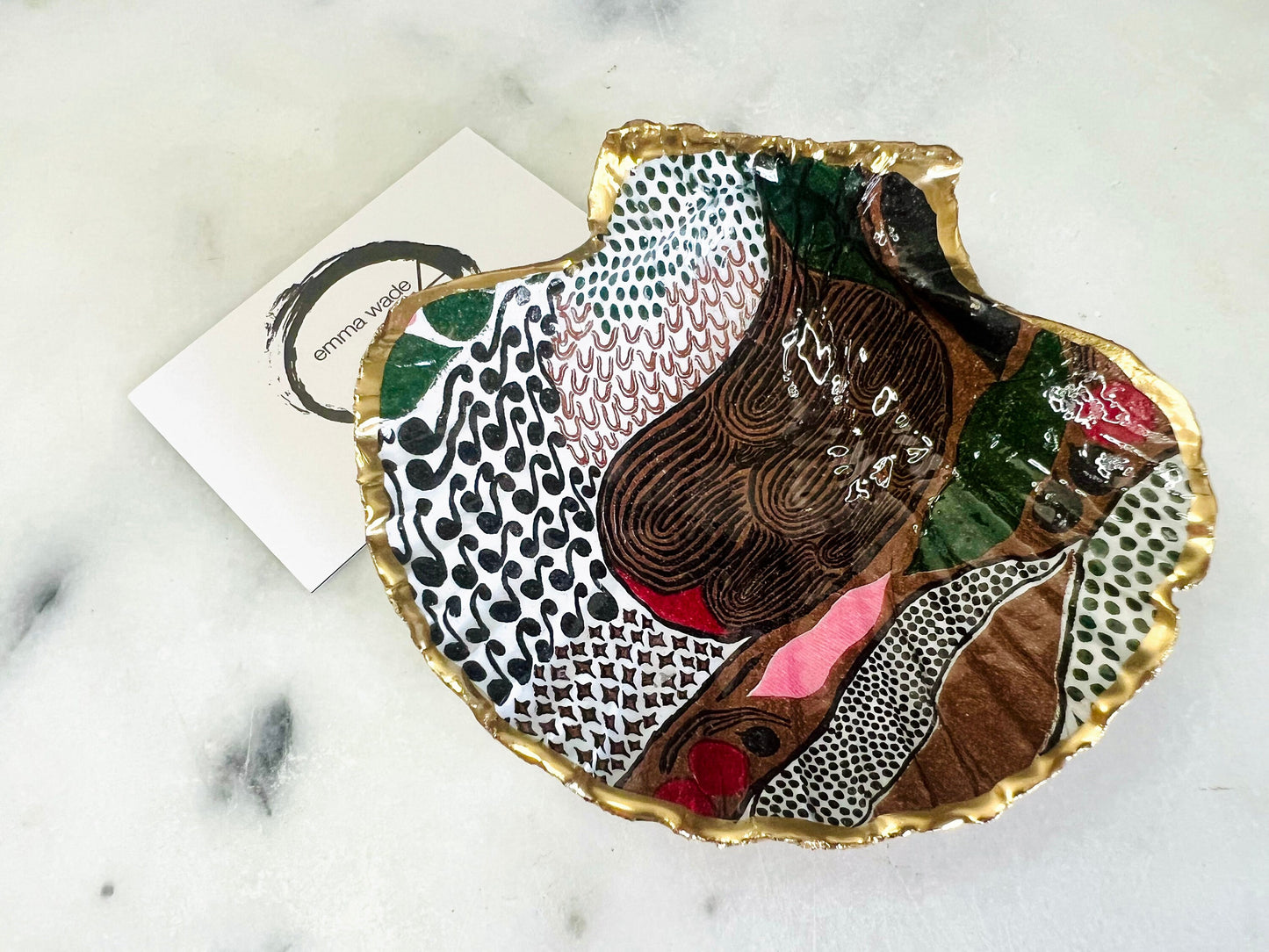 Gifts for her, Gift for him, Marimekko gift, decoupaged oyster shell, Ring holder, Shell Jewellery box, Trinket dish, jewellery shell dish, Anniversary gift, gift for mum, anniversary gift, Uk Coastal shell decor, Coastal ornament, EmmaWadeART