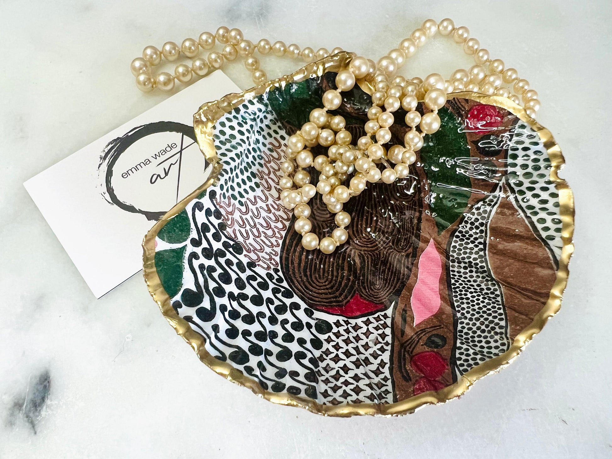 Gifts for her, Gift for him, Marimekko gift, decoupaged oyster shell, Ring holder, Shell Jewellery box, Trinket dish, jewellery shell dish, Anniversary gift, gift for mum, anniversary gift, Uk Coastal shell decor, Coastal ornament, EmmaWadeART