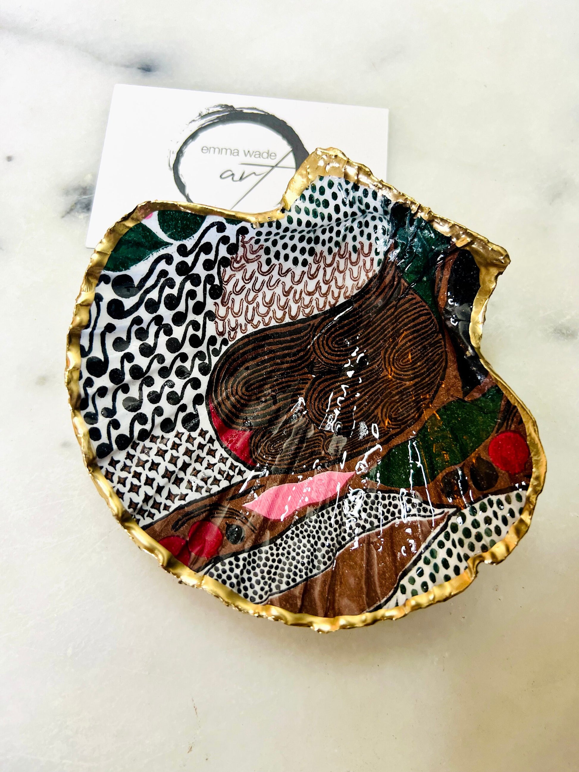 Gifts for her, Gift for him, Marimekko gift, decoupaged oyster shell, Ring holder, Shell Jewellery box, Trinket dish, jewellery shell dish, Anniversary gift, gift for mum, anniversary gift, Uk Coastal shell decor, Coastal ornament, EmmaWadeART