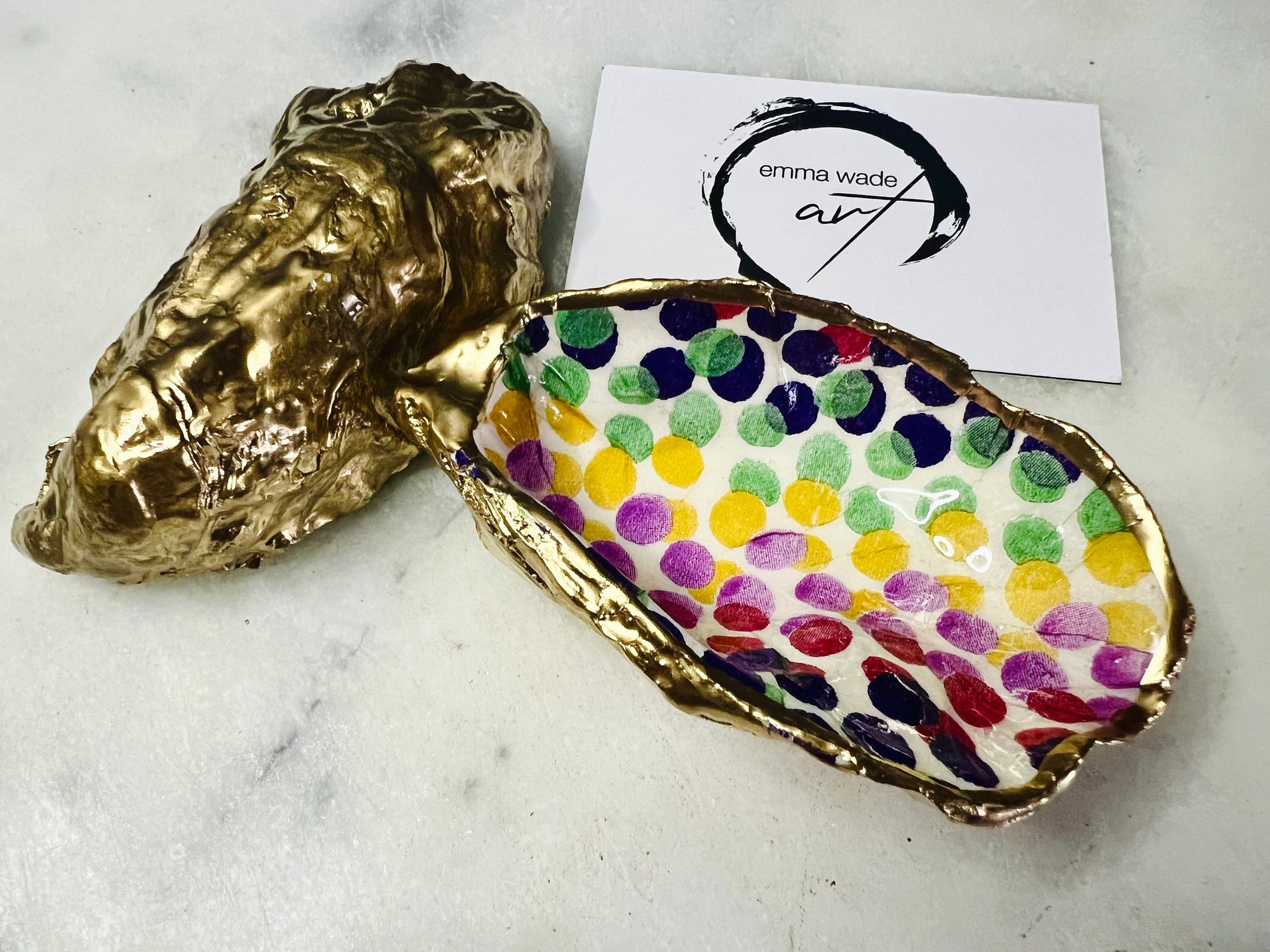 Gifts for her, rainbow gift, Coastal decor, oyster trinket dish, Ring holder, Shell Jewellery box, Trinket and jewellery dish, Anniversary gift , Wedding gift ideas, Uk Coastal oyster shell decor, Emma Bridgewater, Coastal gift, emma Wade ART
