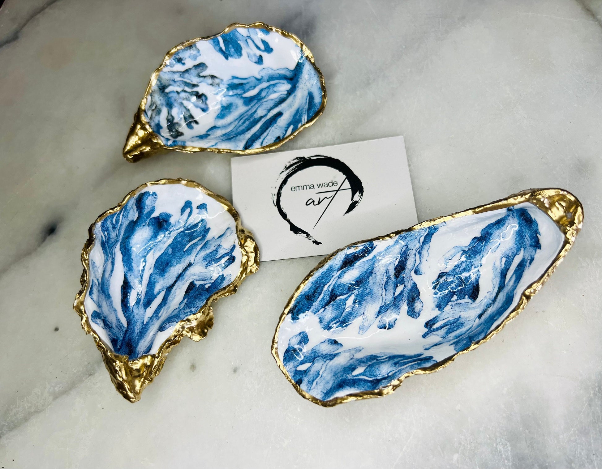 gifts for her, trinket dish, nature lover gift, blue and white gift, hand painted shell ornament, trinket box, coastal gifts, coastal art, home decor, shell decorations, shell decor, seaweed dish, fishing gift for him, bridesmaid gift, EmmawadeART