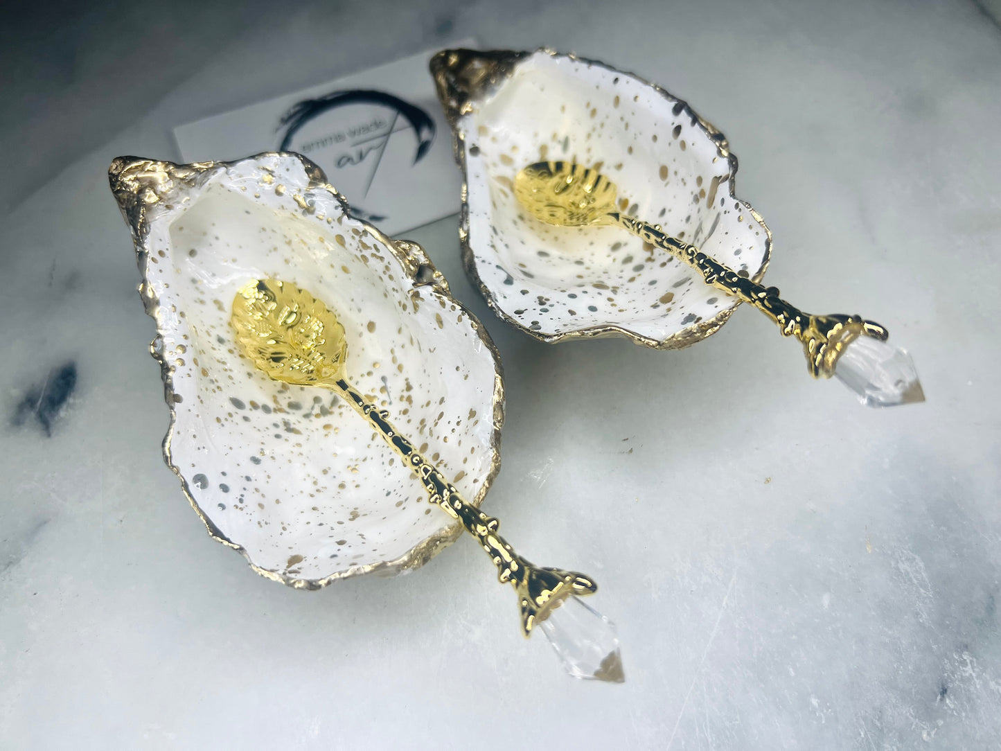 gift for her, dining decor, handmade dish, shell ornament, salt dish, salt and pepper pots, spice pots, coastal gifts, home decor, wedding favours, bridesmaid gift, pearl anniversary, shell decor, decorative accessories, EmmaWadeART, coastal decor