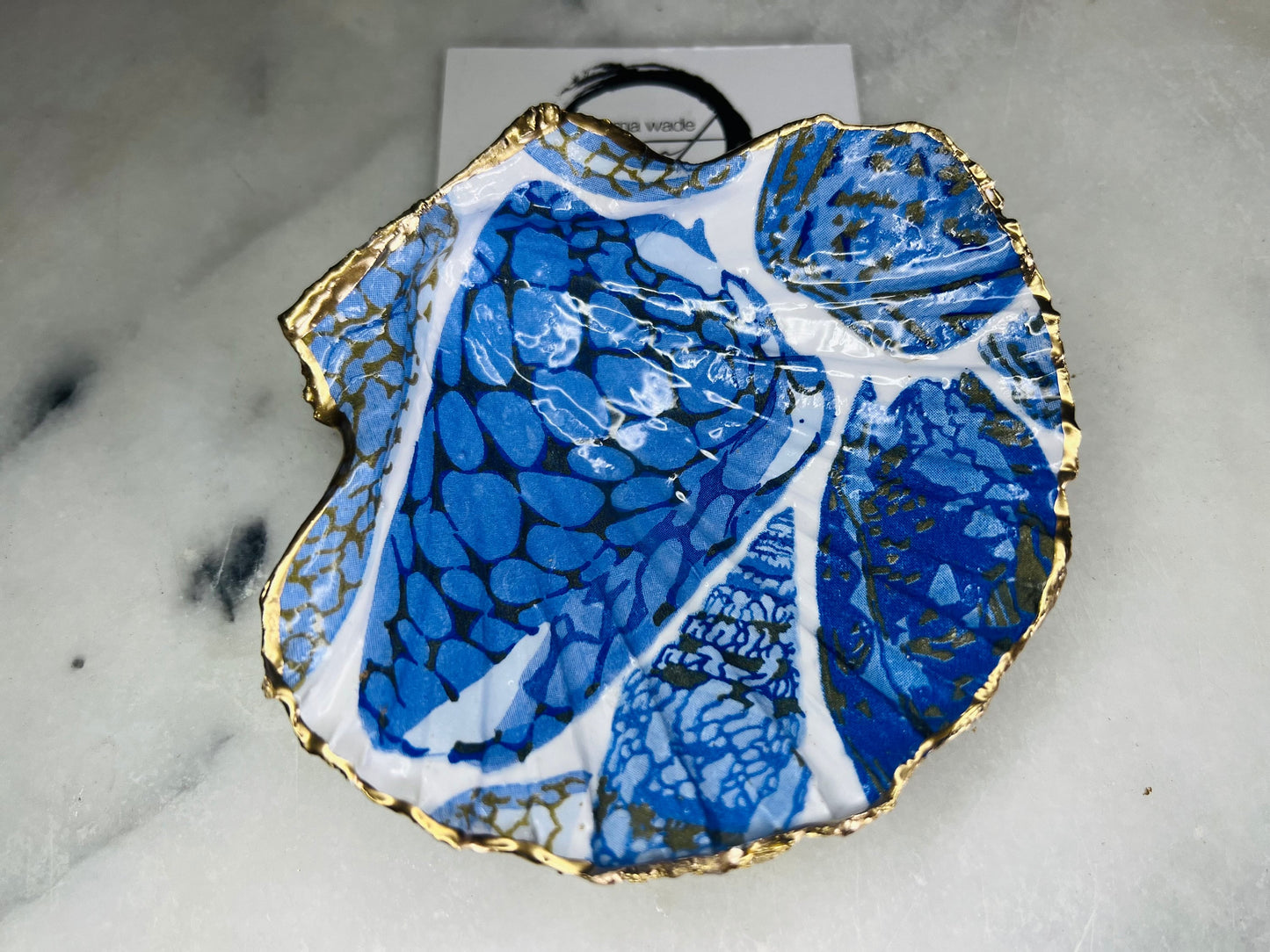 Blue Shells Coquillage Pattern Dorset Shell Scallop Trinket Dish: Dorset Ring Catcher, Coastal Gift Idea, 2 designs available