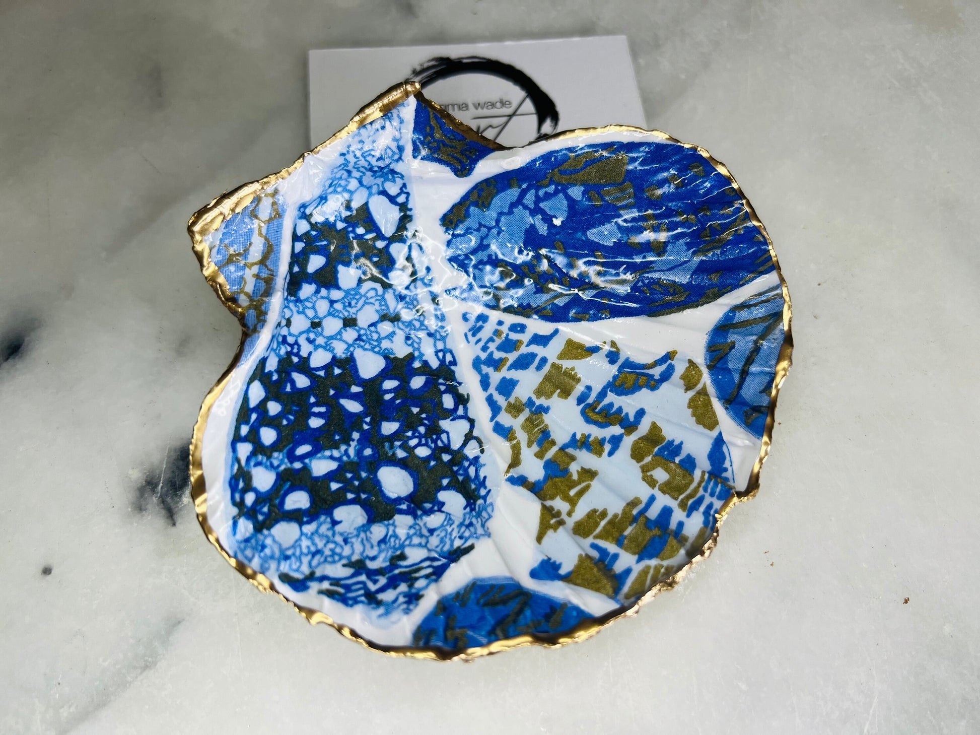 Blue Shells Coquillage Pattern Dorset Shell Scallop Trinket Dish: Dorset Ring Catcher, Coastal Gift Idea, 2 designs available