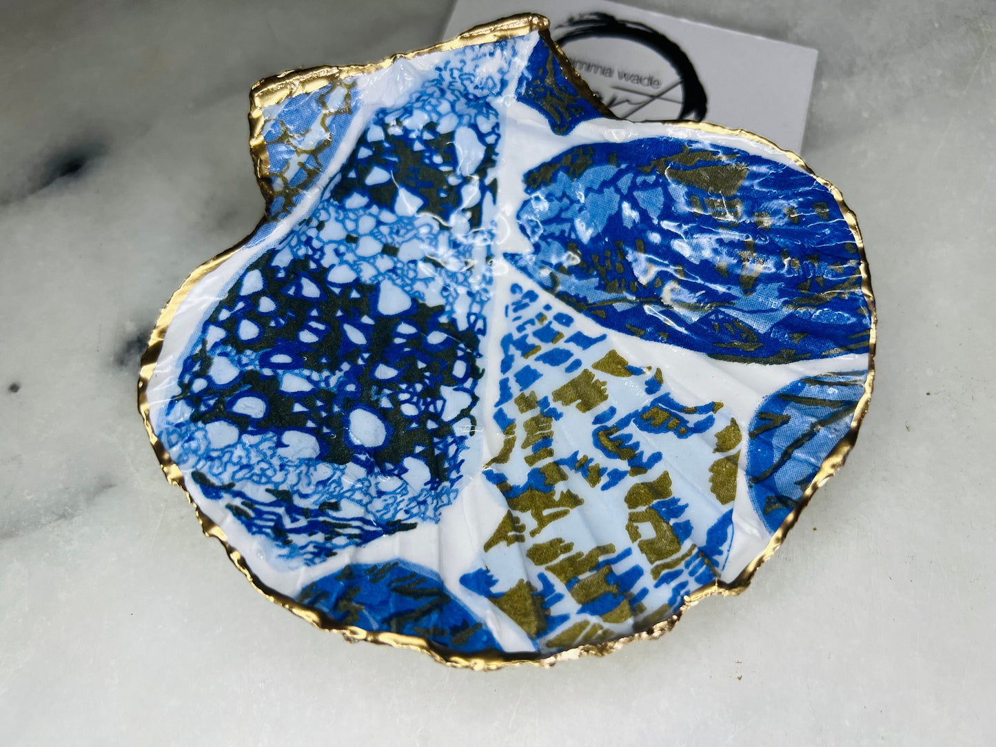 Blue Shells Coquillage Pattern Dorset Shell Scallop Trinket Dish: Dorset Ring Catcher, Coastal Gift Idea, 2 designs available