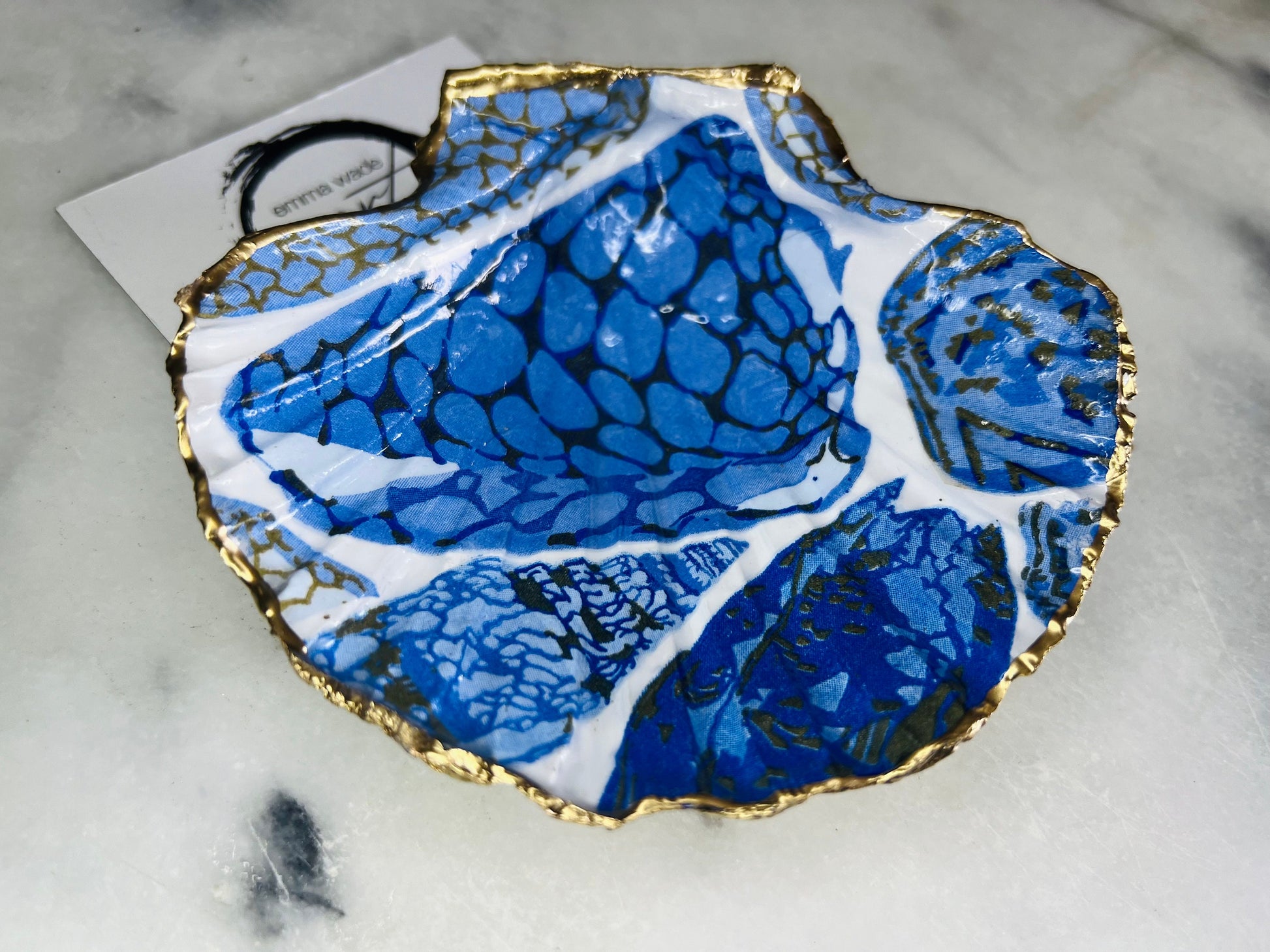 Blue Shells Coquillage Pattern Dorset Shell Scallop Trinket Dish: Dorset Ring Catcher, Coastal Gift Idea, 2 designs available