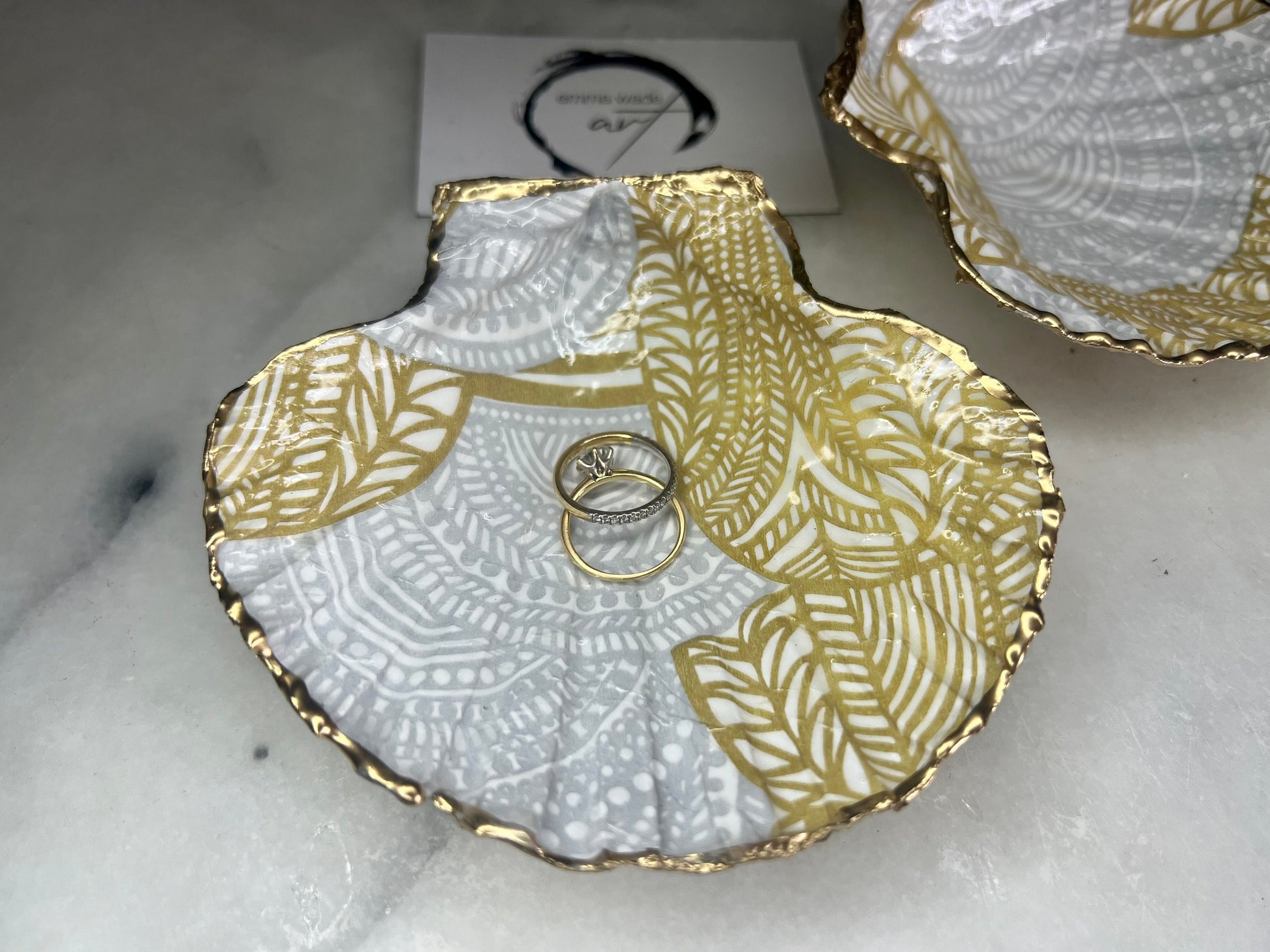 Gift for her, Gift for him, Marimekko gift, decoupaged scallop shell, Ring holder, wedding gift, Trinket dish, jewellery shell dish, Anniversary gift, gift for dad, anniversary gift, Uk Coastal shell decor, Coastal ornament, EmmaWadeART