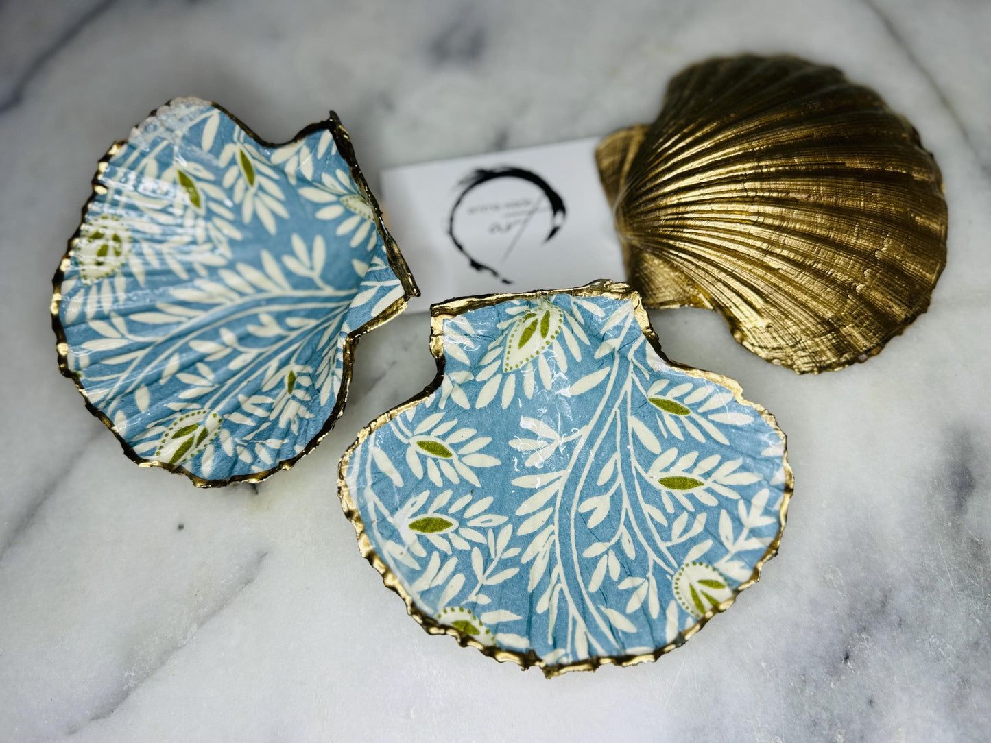 Gift for her, Gift for him, nature lover gift, gardeners gift, Samsura blue dish, Trinket dish, jewellery dish, Anniversary gift, Wedding gift ideas, Uk Coastal shell decor, Coastal gift, Christmas gift idea, nature gift, EmmaWadeART, decoupage shell