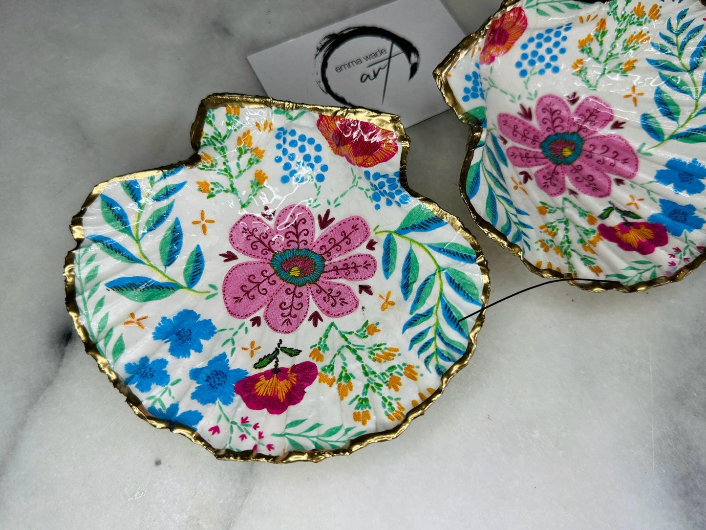 pink flamingo gift, flowers art, Decoupage scallop, shell trinket dish, jewellery shell dish, gift for her, ring carrier dish, coastal decor, shell Decor, flower scallop dish, nature lover gift, coastal gift, gift for her, decorated dish, jewelry trinket dish, decoupage scallop shell, coastal decor by EmmaWadeART, ocean jewelry dish, ocean decor, shell trinket tray, scallop trinket tray, shell art, handmade trinket dish, gold gilded dish, proposal dish, ring dish display, ring bearer dish