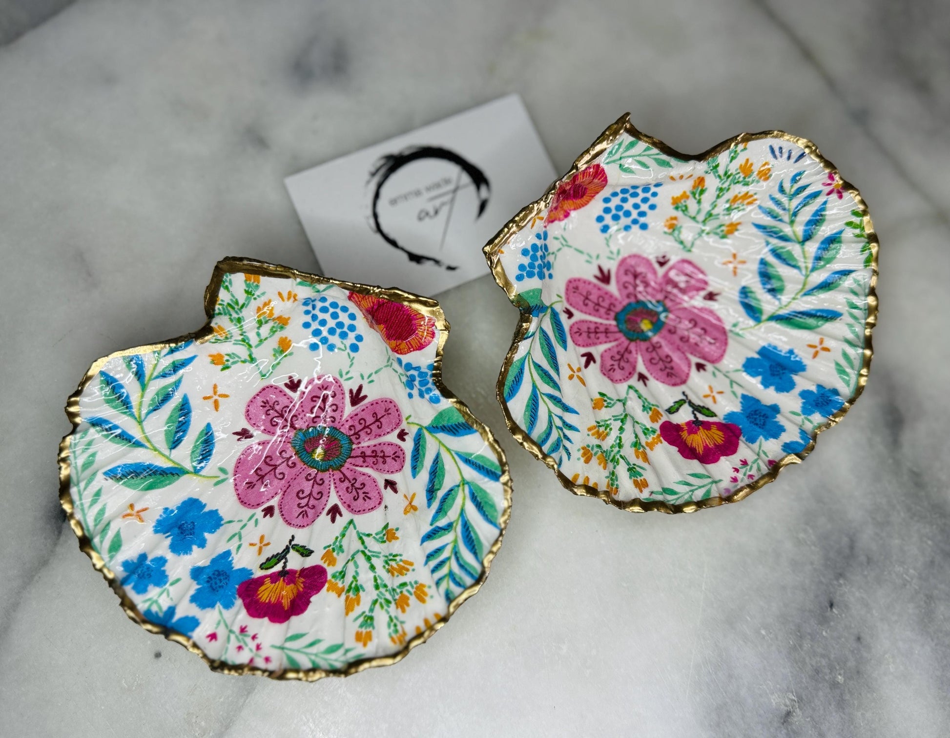 pink flamingo gift, flowers art, Decoupage scallop, shell trinket dish, jewellery shell dish, gift for her, ring carrier dish, coastal decor, shell Decor, flower scallop dish, nature lover gift, coastal gift, gift for her, decorated dish, jewelry trinket dish, decoupage scallop shell, coastal decor by EmmaWadeART, ocean jewelry dish, ocean decor, shell trinket tray, scallop trinket tray, shell art, handmade trinket dish, gold gilded dish, proposal dish, ring dish display, ring bearer dish