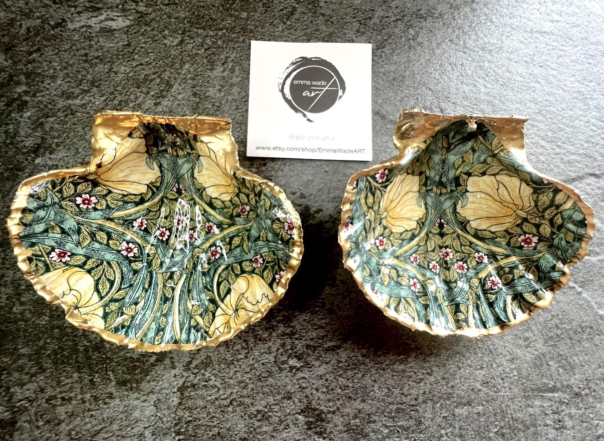 Gift for her, Gift for him, decoupaged scallop shell, Ring dish, Shell scallop Jewellery box, Trinket Dish, scallop jewelry dish, william morris shell gift, Wedding gift ideas, Coastal decor, Coastal gift, EmmaWadeArt, Pimpernel gift, gift for her, gardeners gift, trinket shell dish, serving dishes, shell ornament, William Morris gift, coastal decor, coastal art, nature lover gift, William Morris Willow jewelry trinket dish, handmade shell dish, clcoastal art, home decor, shell decoration