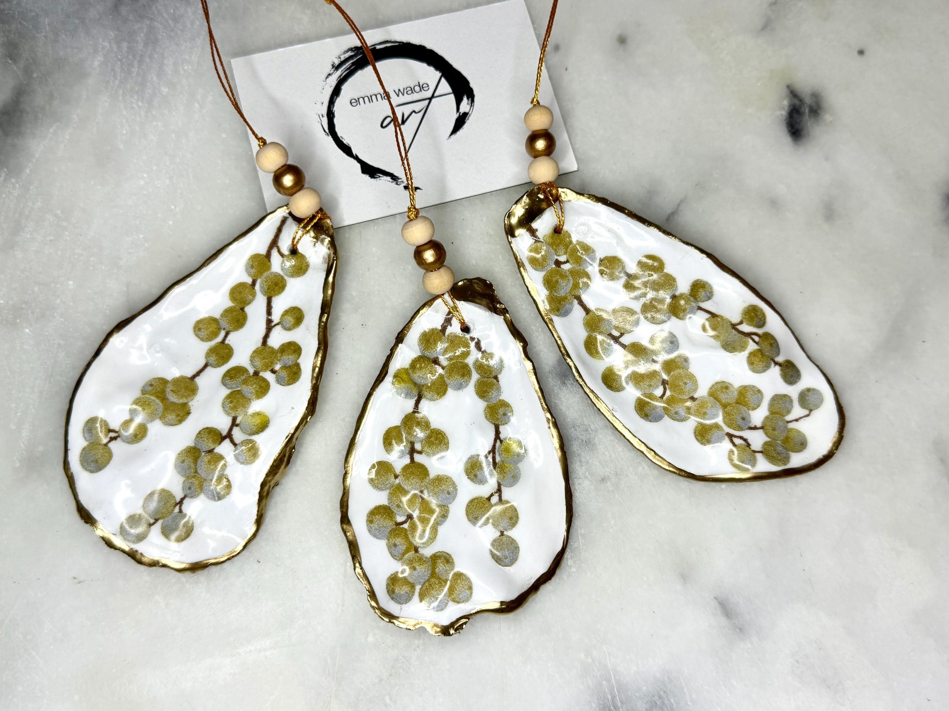 Gift for her, Gift for him, Berries hanging ornament, Christmas ornaments, Christmas decoration, nature ornament, oyster shell hanging ornament, gardeners gift, nature lovers gift, Coastal decor, house warming gift, EmmaWadeART, shell decoration,