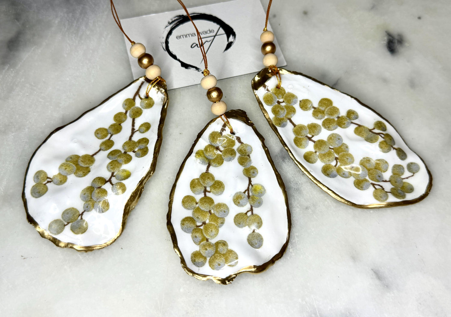 Gift for her, Gift for him, Berries hanging ornament, Christmas ornaments, Christmas decoration, nature ornament, oyster shell hanging ornament, gardeners gift, nature lovers gift, Coastal decor, house warming gift, EmmaWadeART, shell decoration,