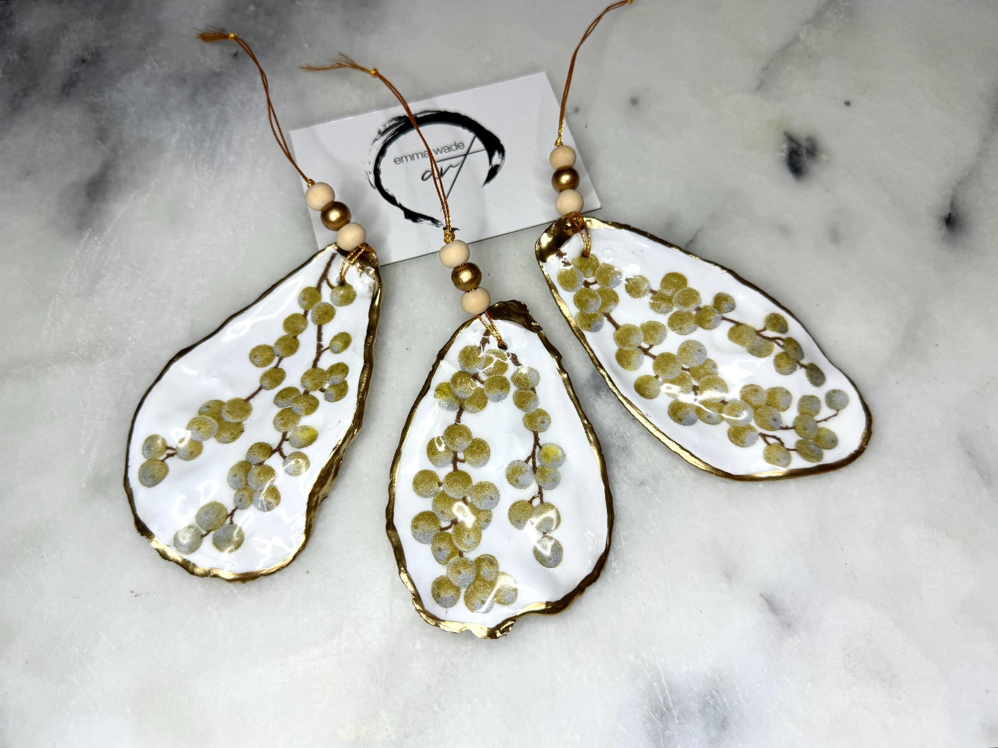 Gift for her, Gift for him, Berries hanging ornament, Christmas ornaments, Christmas decoration, nature ornament, oyster shell hanging ornament, gardeners gift, nature lovers gift, Coastal decor, house warming gift, EmmaWadeART, shell decoration,