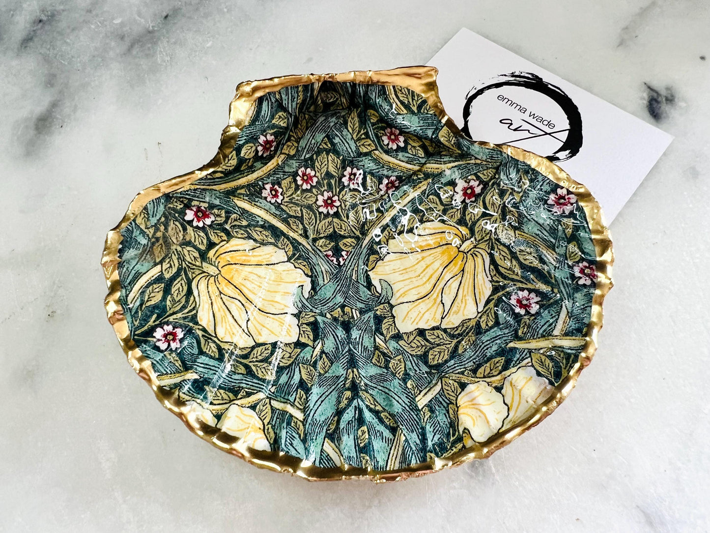 Gift for her, Gift for him, decoupaged scallop shell, Ring dish, Shell scallop Jewellery box, Trinket Dish, scallop jewelry dish, william morris shell gift, Wedding gift ideas, Coastal decor, Coastal gift, EmmaWadeArt, Pimpernel gift, gift for her, gardeners gift, trinket shell dish, serving dishes, shell ornament, William Morris gift, coastal decor, coastal art, nature lover gift, William Morris Willow jewelry trinket dish, handmade shell dish, clcoastal art, home decor, shell decoration