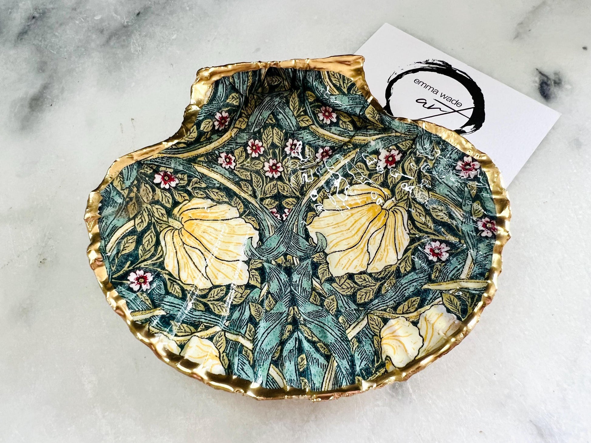 Gift for her, Gift for him, decoupaged scallop shell, Ring dish, Shell scallop Jewellery box, Trinket Dish, scallop jewelry dish, william morris shell gift, Wedding gift ideas, Coastal decor, Coastal gift, EmmaWadeArt, Pimpernel gift, gift for her, gardeners gift, trinket shell dish, serving dishes, shell ornament, William Morris gift, coastal decor, coastal art, nature lover gift, William Morris Willow jewelry trinket dish, handmade shell dish, clcoastal art, home decor, shell decoration