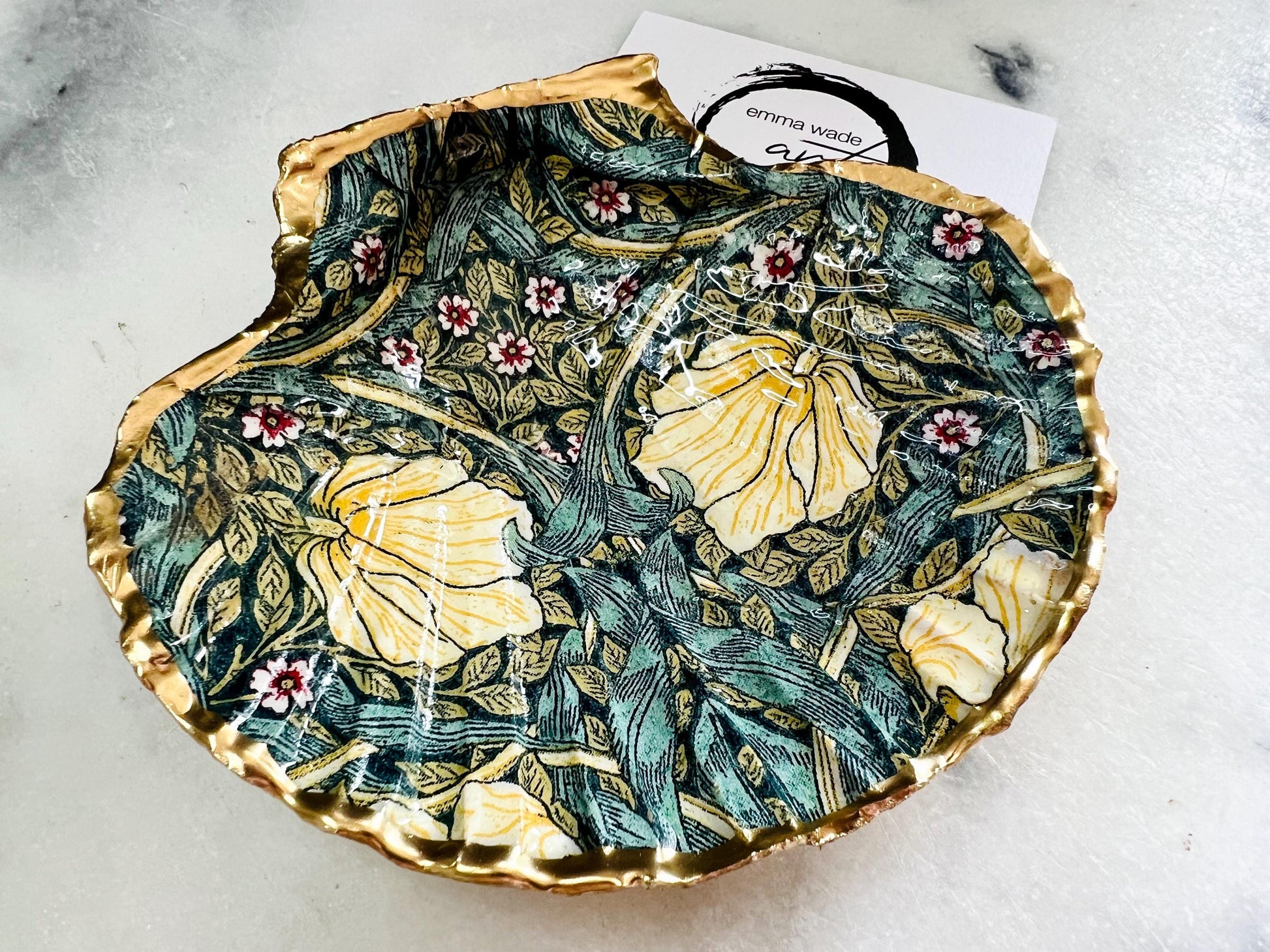 Gift for her, Gift for him, decoupaged scallop shell, Ring dish, Shell scallop Jewellery box, Trinket Dish, scallop jewelry dish, william morris shell gift, Wedding gift ideas, Coastal decor, Coastal gift, EmmaWadeArt, Pimpernel gift, gift for her, gardeners gift, trinket shell dish, serving dishes, shell ornament, William Morris gift, coastal decor, coastal art, nature lover gift, William Morris Willow jewelry trinket dish, handmade shell dish, clcoastal art, home decor, shell decoration