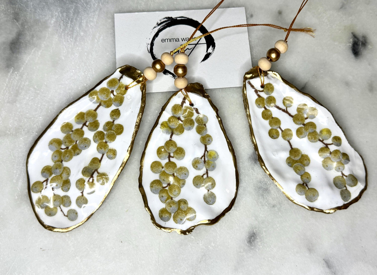 Gift for her, Gift for him, Berries hanging ornament, Christmas ornaments, Christmas decoration, nature ornament, oyster shell hanging ornament, gardeners gift, nature lovers gift, Coastal decor, house warming gift, EmmaWadeART, shell decoration,
