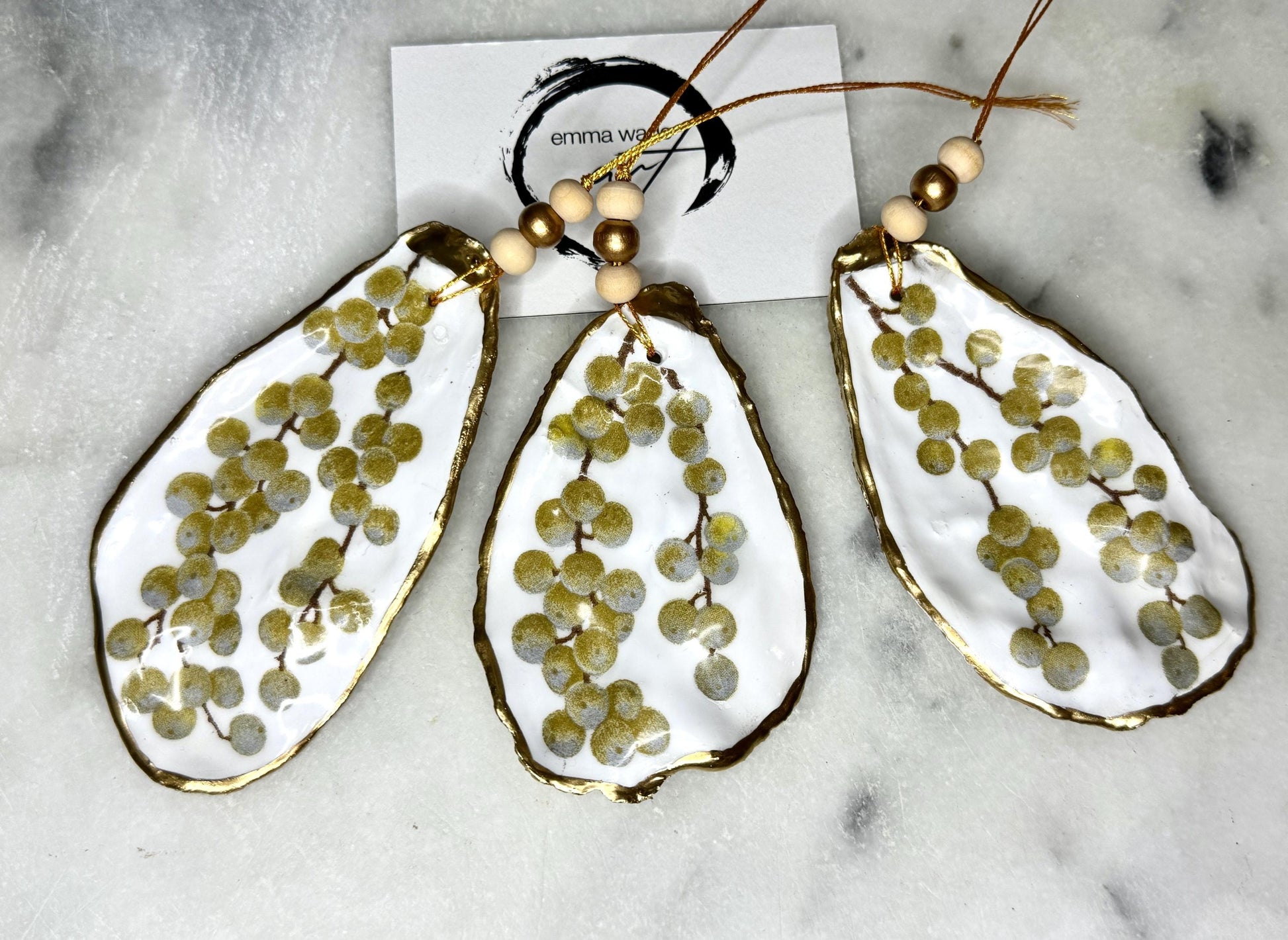 Gift for her, Gift for him, Berries hanging ornament, Christmas ornaments, Christmas decoration, nature ornament, oyster shell hanging ornament, gardeners gift, nature lovers gift, Coastal decor, house warming gift, EmmaWadeART, shell decoration,