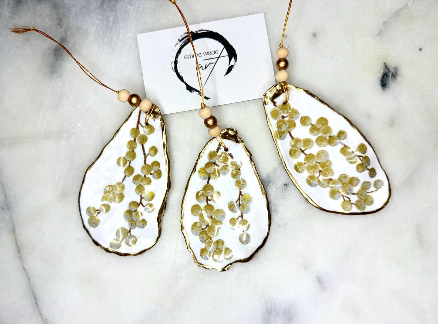 Gift for her, Gift for him, Berries hanging ornament, Christmas ornaments, Christmas decoration, nature ornament, oyster shell hanging ornament, gardeners gift, nature lovers gift, Coastal decor, house warming gift, EmmaWadeART, shell decoration,