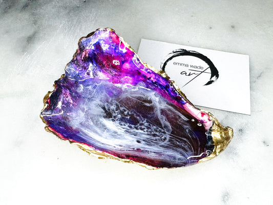 gifts for her, purple shell Ornament, trinket dish, ocean shell gift, blue handmade dish, shell ornament, trinket box, purple waves, coastal gifts, coastal decor, home decor, purple gift, shell decor, valentines gift, Mothers Day gift, EmmaWadeART, ocean shell gift, gift for mum, bridesmaids gift, oyster jewellery dish, one of a kind, handmade trinket dish, gift for a loved one, nature lover gift, wave art, shell ornament, gold gilded  dish, oyster art, wedding gift, keepsake dish