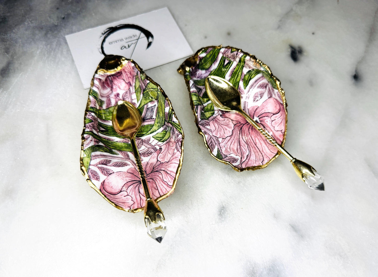 gift for her, decorated dish, jewellery trinket dish, serving dish, handmade dish, william morris pimpernel oyster dish, salt and pepper dishes, coastal gift, pinch pots, dining decor, shell decorations, spice pots, wedding gift, Mother’s Day gift