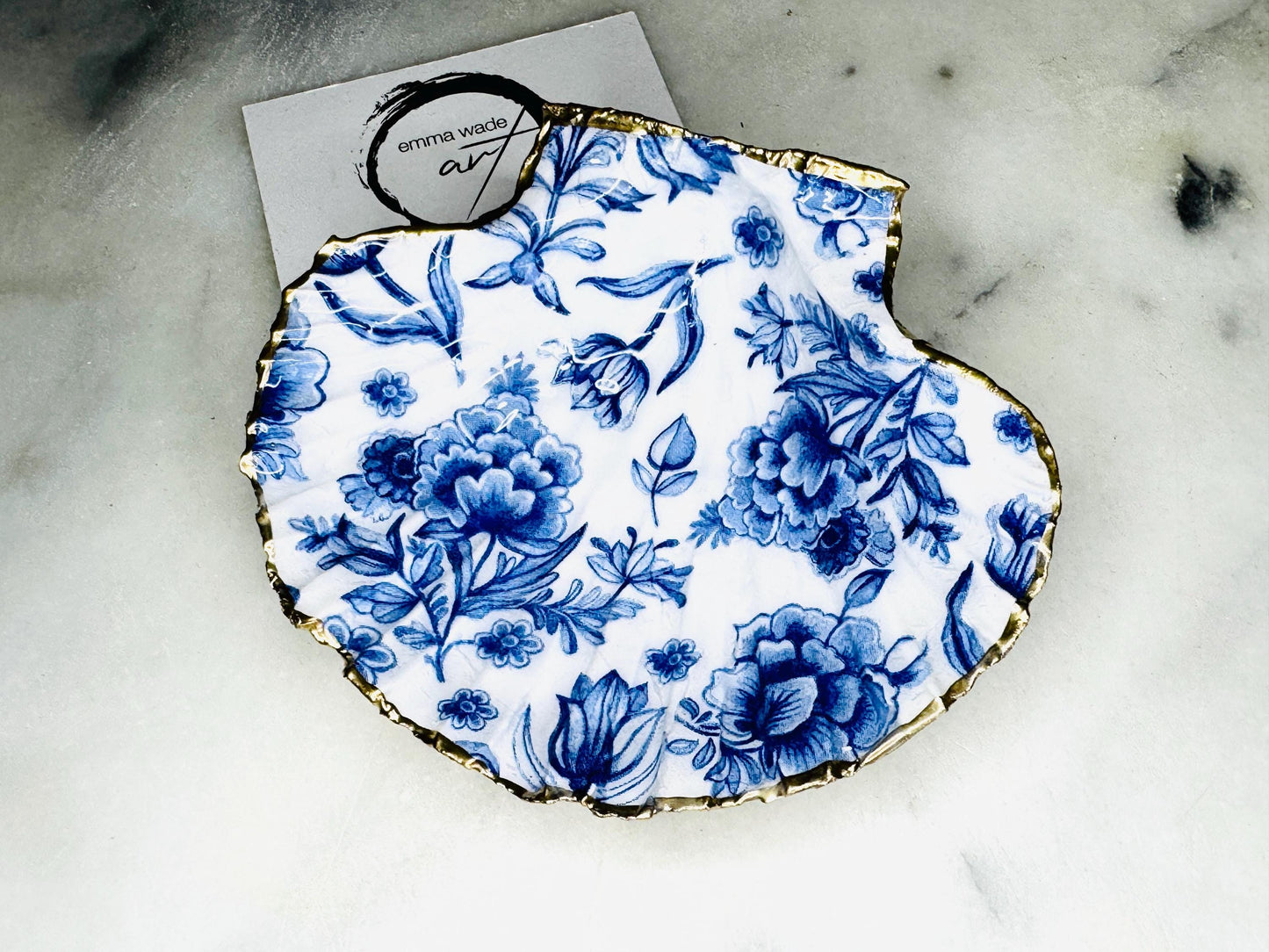 Gift for her, Gift for him, Spring gift, decoupaged scallop shell, Ring holder, Shell scallop Jewellery box, Trinket dish, jewellery dish, Anniversary gift, Wedding gift, Mothers Day gift, Coastal decor, flower gift, nature lover gift, EmmaWadeART