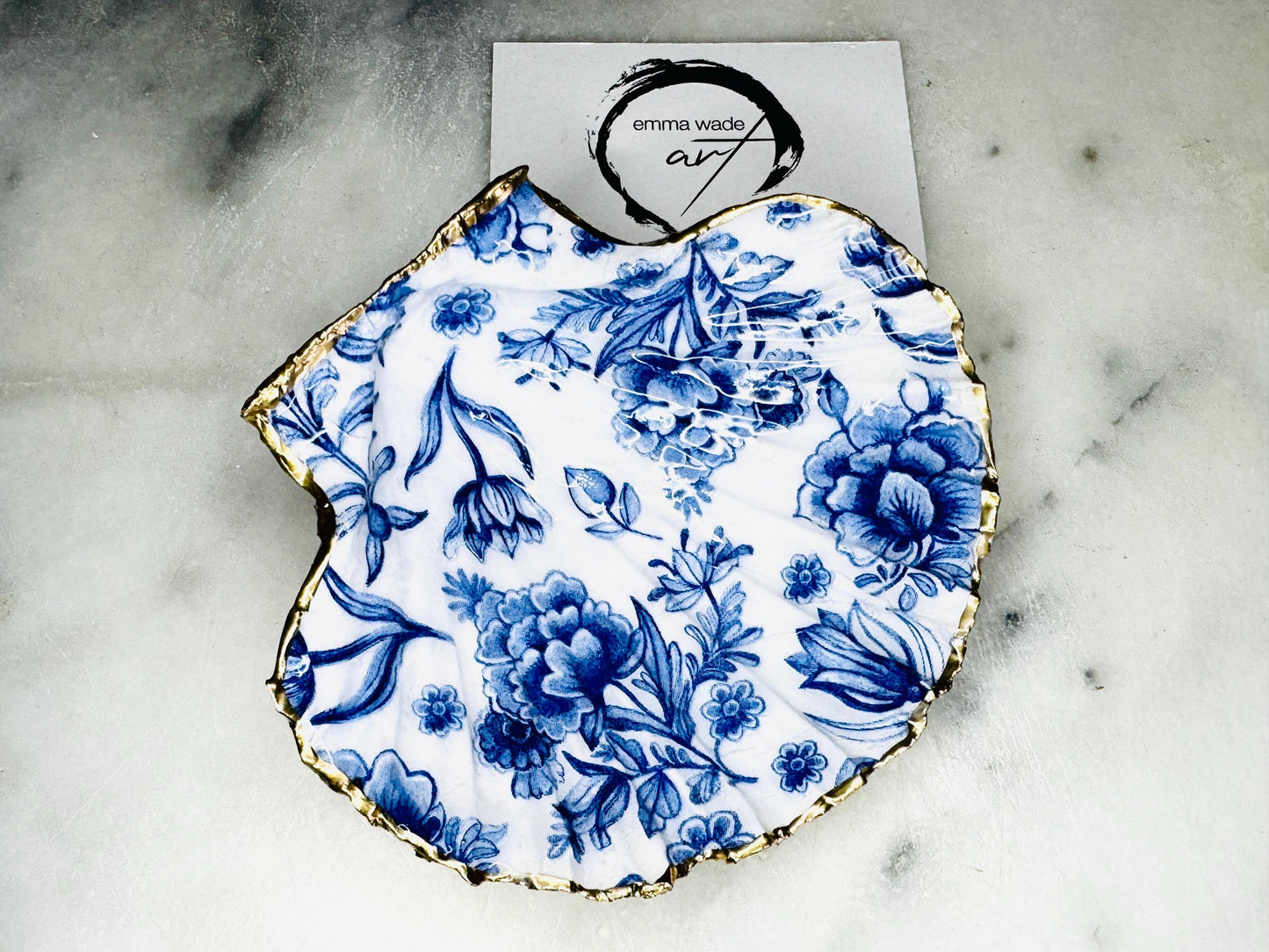 Gift for her, Gift for him, Spring gift, decoupaged scallop shell, Ring holder, Shell scallop Jewellery box, Trinket dish, jewellery dish, Anniversary gift, Wedding gift, Mothers Day gift, Coastal decor, flower gift, nature lover gift, EmmaWadeART