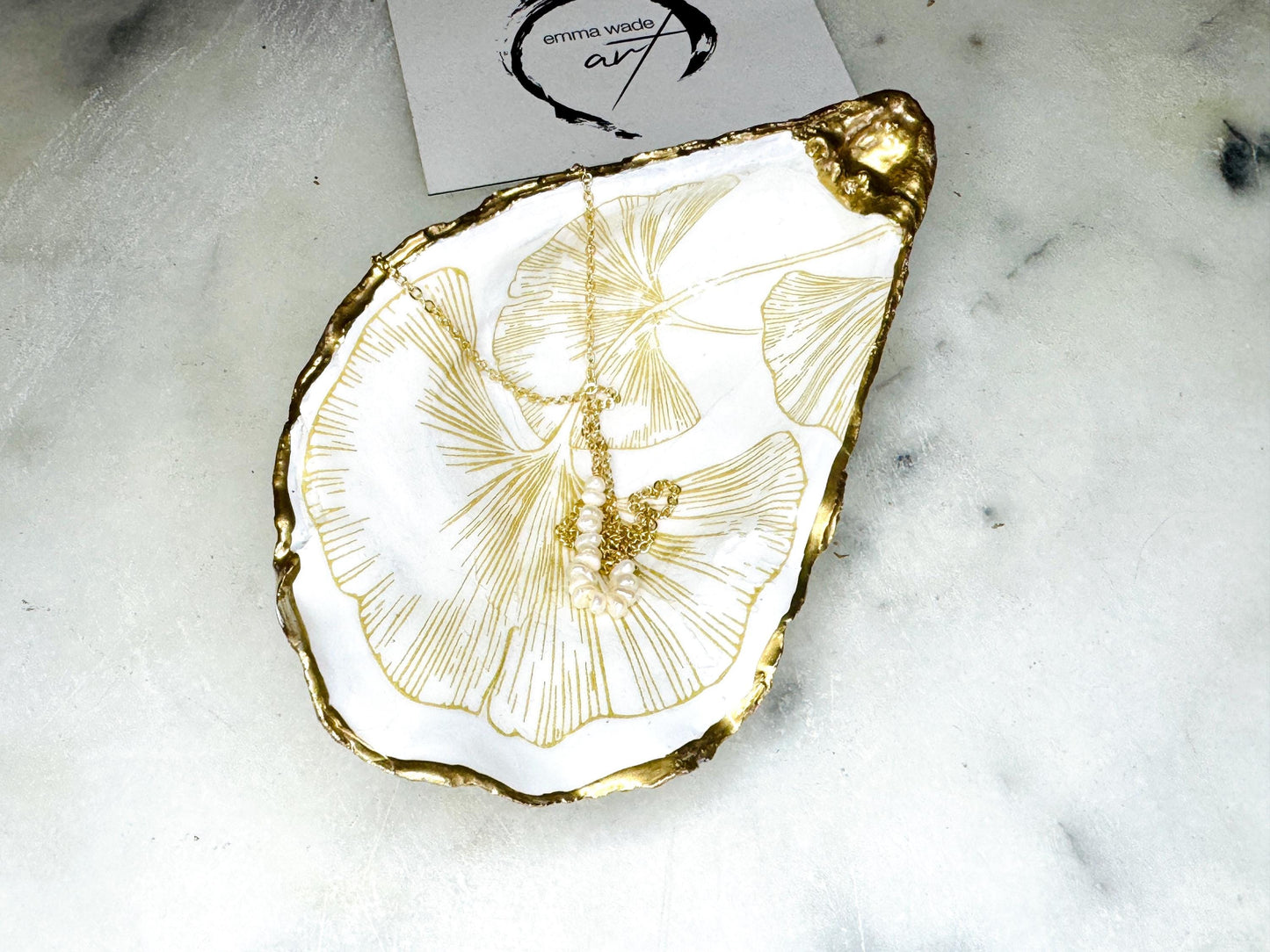 Gift for her, Gift for him, Gold Ginkgo gift, decoupaged oyster shell, oyster Ring holder, Shell oyster Jewellery dish, oyster Trinket dish, Ginkgo oyster dish, Anniversary gift, Wedding gift, gift for Mum, Coastal decor, Ginkgo jewelry dish, Ginkgo oyster dish, Ring Holder, Proposal dish, Coastal Wall Decor, Gold Shell Trinket Dish by Emma Wade ART, Coastal Triptych UK, UK shell ART, Gold Ginkgo Oyster Ring tray, gold gilded trinket dish, ring bearer dish, wedding ring box