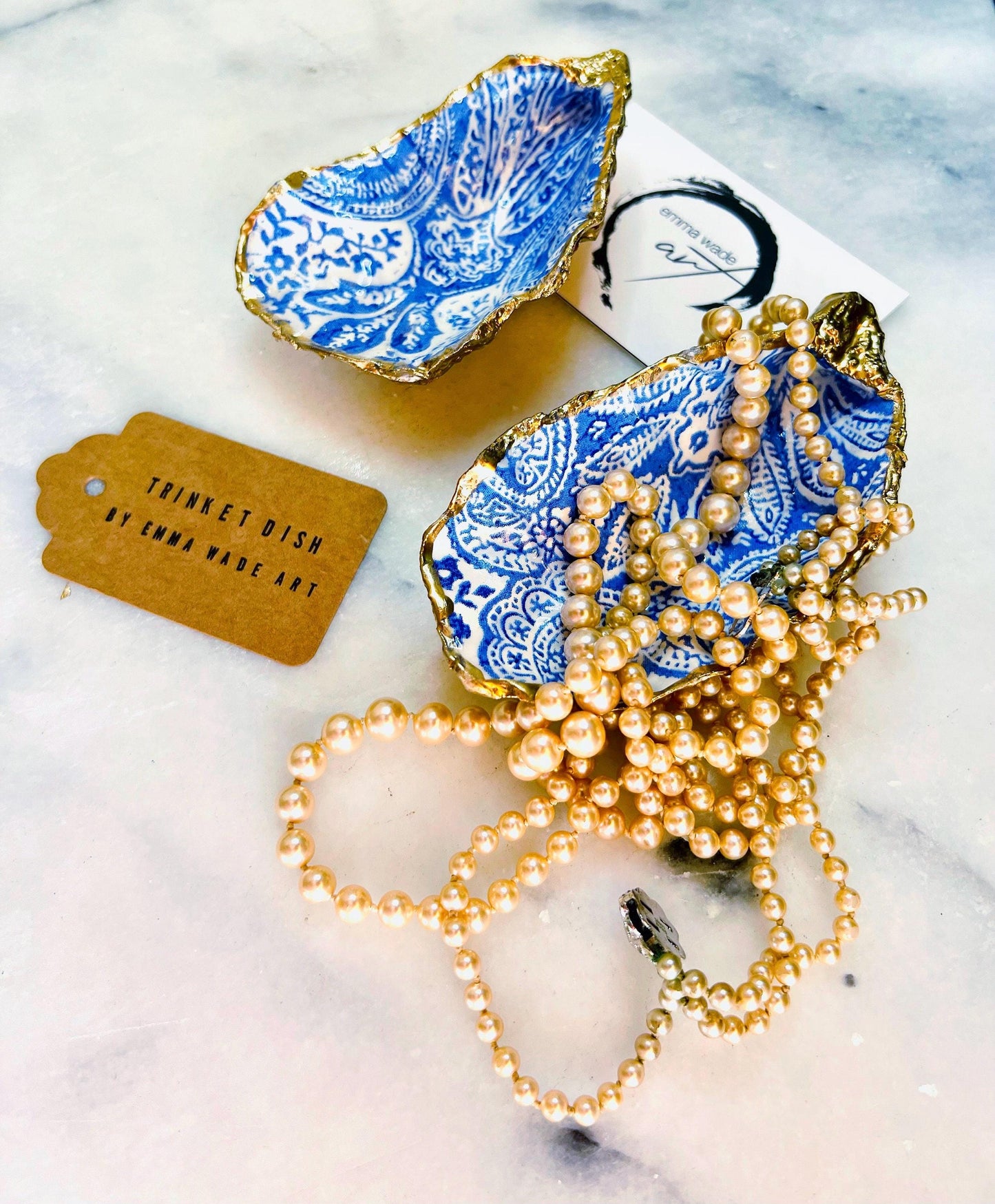 Gift for her, decoupaged oyster shell, paisley blue dish, shell jewelry trinket dish,  jewellery oyster dish, shell trinket dish, nature lover gift, scallop jewelry ring dish, wedding gift, anniversary gift, coastal gift, Paisley oyster dish by EmmaWadeART, gardeners gift, gift for him, paisley gift, oyster jewelry shell dish, paisley oyster trinket tray, paisley blue shell, paisley ornament, paisley dish, bee accessory, bee serving plate, gold gilded oyster, handmade oyster dish,