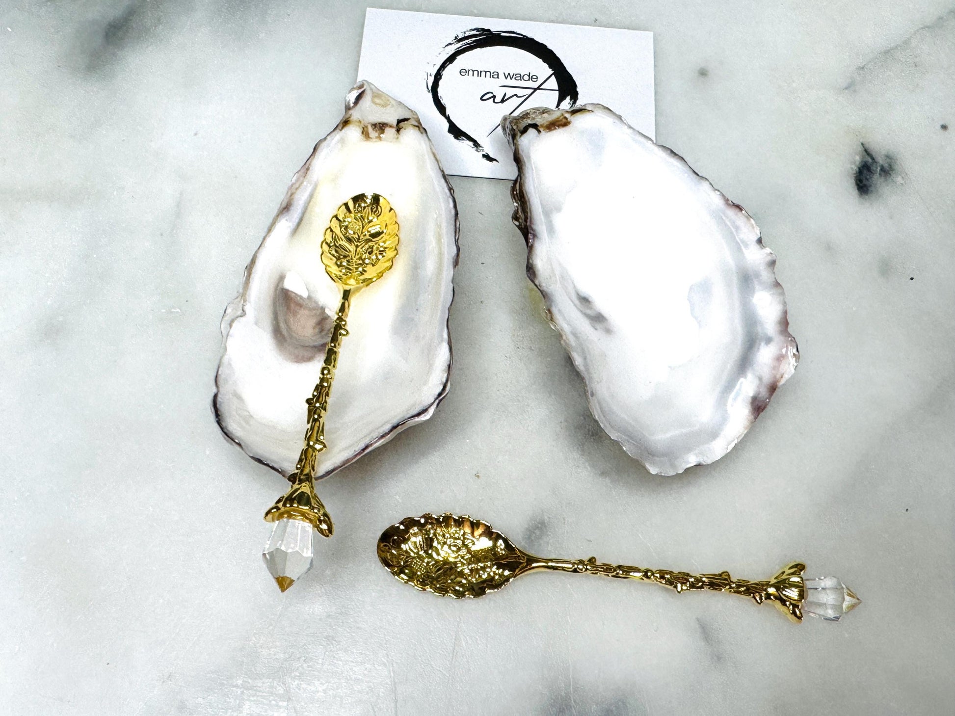 gift for her, salt cellar pinch pots, handmade dish, unique wedding gift, salt dish, salt and pepper pots, spice pots, coastal gifts, home decor, wedding favours, bridesmaid gift, Golden anniversary gift, decorative accessories, EmmaWadeART, coastal decor, spring gift, gold leaf oyster, oyster dishes, pearl oyster gift, kitchen decor, oyster pinch pots, gift for mum, handmade shell dishes, oyster serving dishes, Limpet and oyster, oyster art, gift for him, chefs gift, foodie gift, table decor
