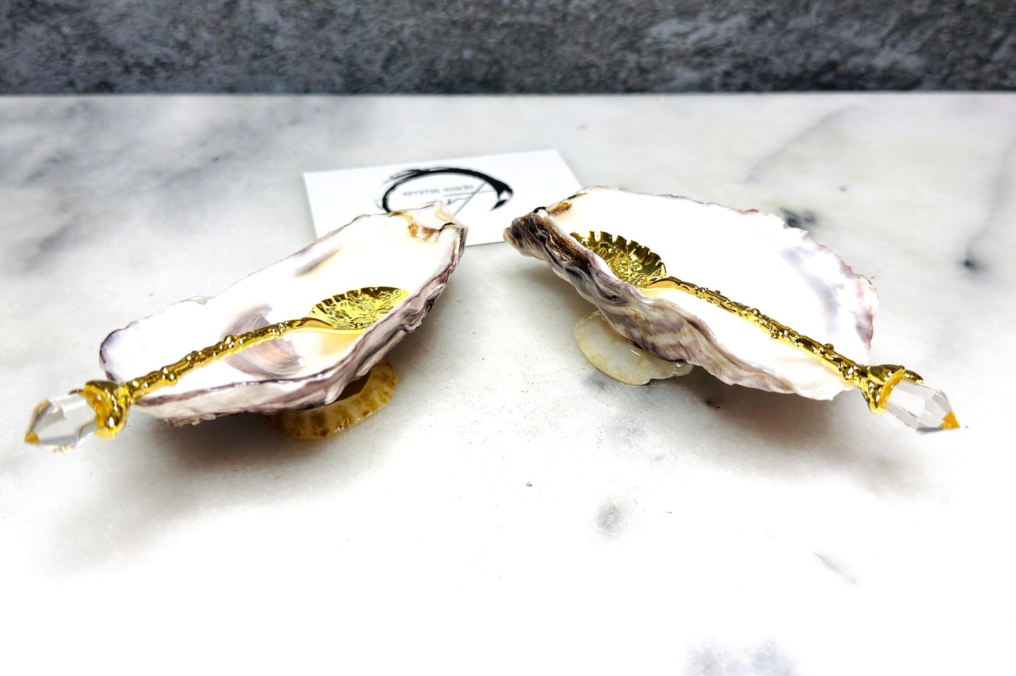 gift for her, salt cellar pinch pots, handmade dish, unique wedding gift, salt dish, salt and pepper pots, spice pots, coastal gifts, home decor, wedding favours, bridesmaid gift, Golden anniversary gift, decorative accessories, EmmaWadeART, coastal decor, spring gift, gold leaf oyster, oyster dishes, pearl oyster gift, kitchen decor, oyster pinch pots, gift for mum, handmade shell dishes, oyster serving dishes, Limpet and oyster, oyster art, gift for him, chefs gift, foodie gift, table decor