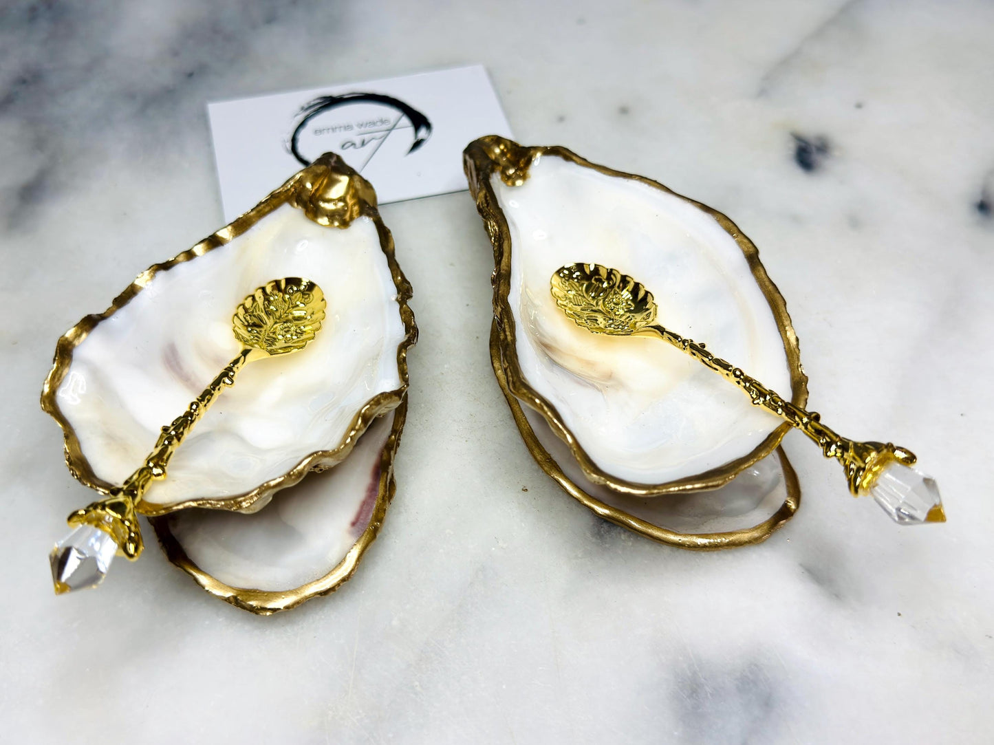 Pair of Gold Gilded Oyster salt Dishes,Seashell salt dish, shell salt, oyster salt tray, salt and pepper shell, salt and pepper shell box, oyster shell salt and pepper, sea shell salt, oyster shell salt, seashell salt holder, oyster shell sugar dish, oyster salt, cow salt pot, oyster salt dish, oyster pinch bowl, salt crystal bowl, shell salt dish, oyster salt cellar, oyster salt and pepper holders, salt and pepper dish set, Host Gift, Dining Decor, Pearl white Contemporary pinch pots